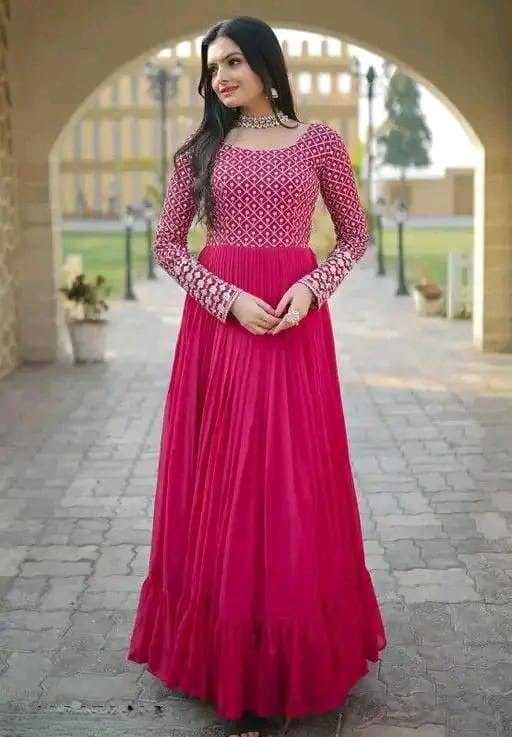 Ynf Faux Georgette RIN131 001 Gowns Wholesale Anarkali Gown Sequin Gowns Manufacturer