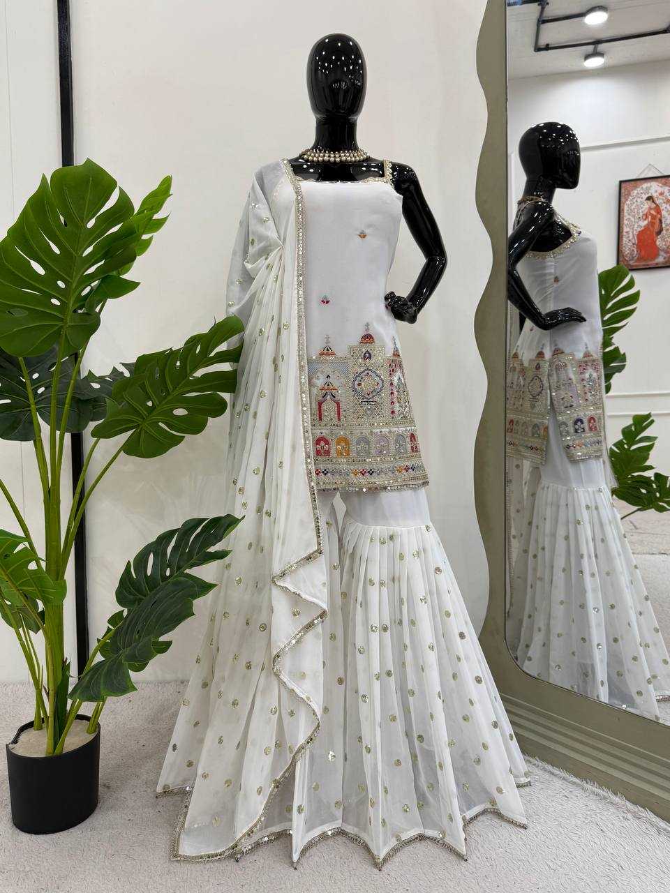 Ynf Faux Georgette RIN133 1513 Suits & Dresses Wedding Collections Festive Collections Wholesale Sharara Salwar Suits Georgette Suit Designer Suits Manufacturer