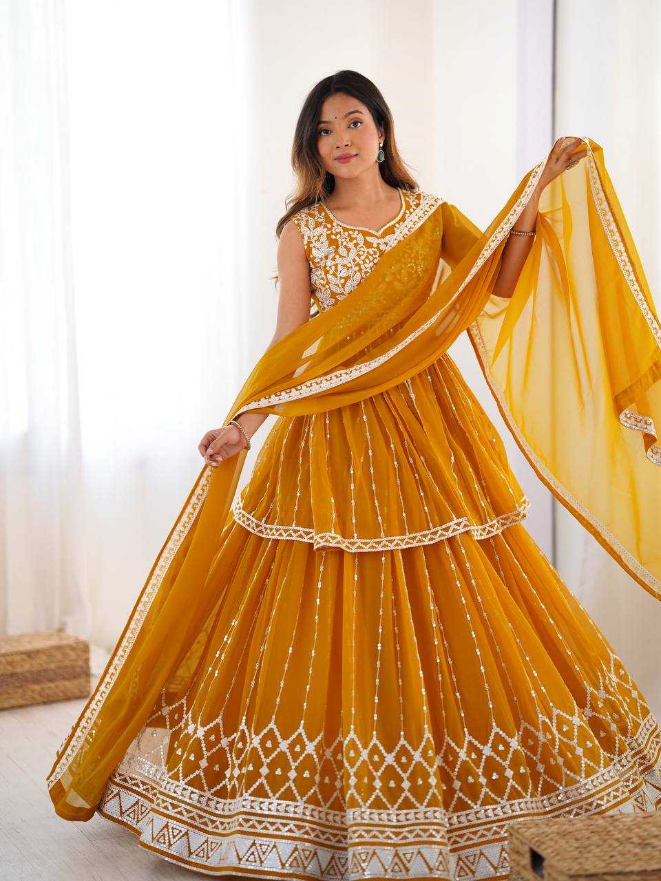 Ynf Faux Georgette RIN133 28 Lehengas Wedding Collections Festive Collections Wholesale Designer Lehenga Choli Georgette Lehenga Sequins Lehenga Manufacturer
