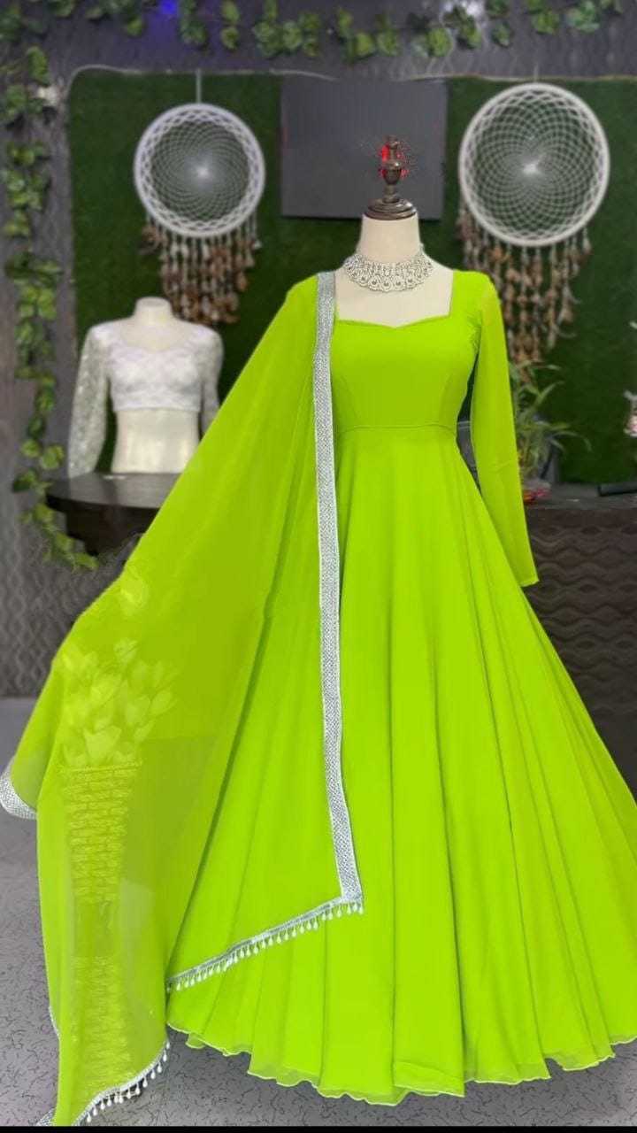 Ynf Faux Georgette RIN157 2072 Gowns Wedding Collections Plus Size Collections Wholesale Party Gowns Georgette Gown Green Gown Manufacturer