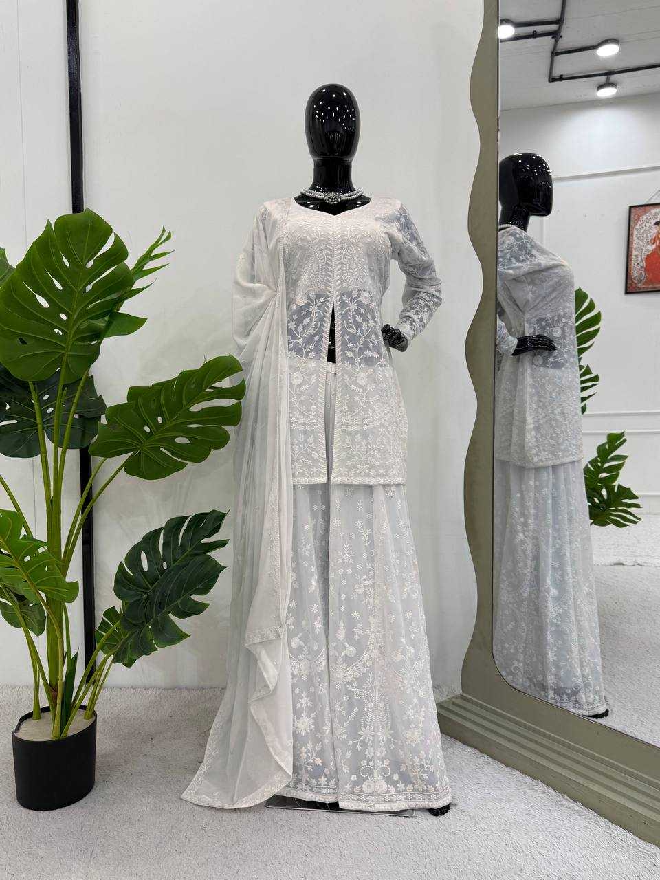 Ynf Faux Georgette RIN162 5891 Suits & Dresses Wedding Collections Festive Collections Wholesale Palazzo Suit Georgette Suit Wedding Outfits Manufacturer