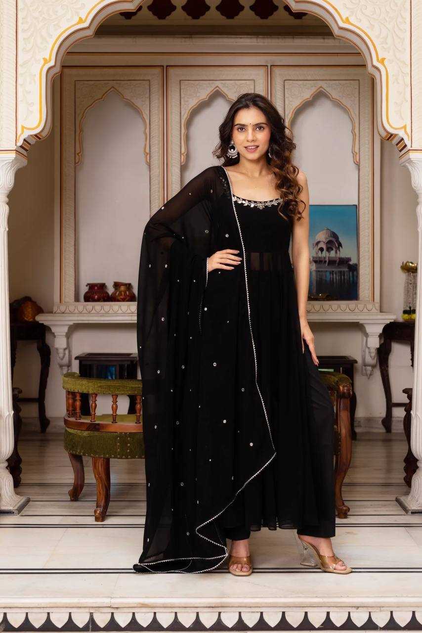 Ynf Faux Georgette RIN197 4779 Suits & Dresses Wholesale Embroidery Suits Wedding Suits Black Salwar Suit Manufacturer