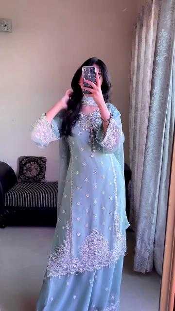 Ynf Faux Georgette RIN212 7057 Suits & Dresses Wholesale Embroidery Suits Palazzo Suit Manufacturer