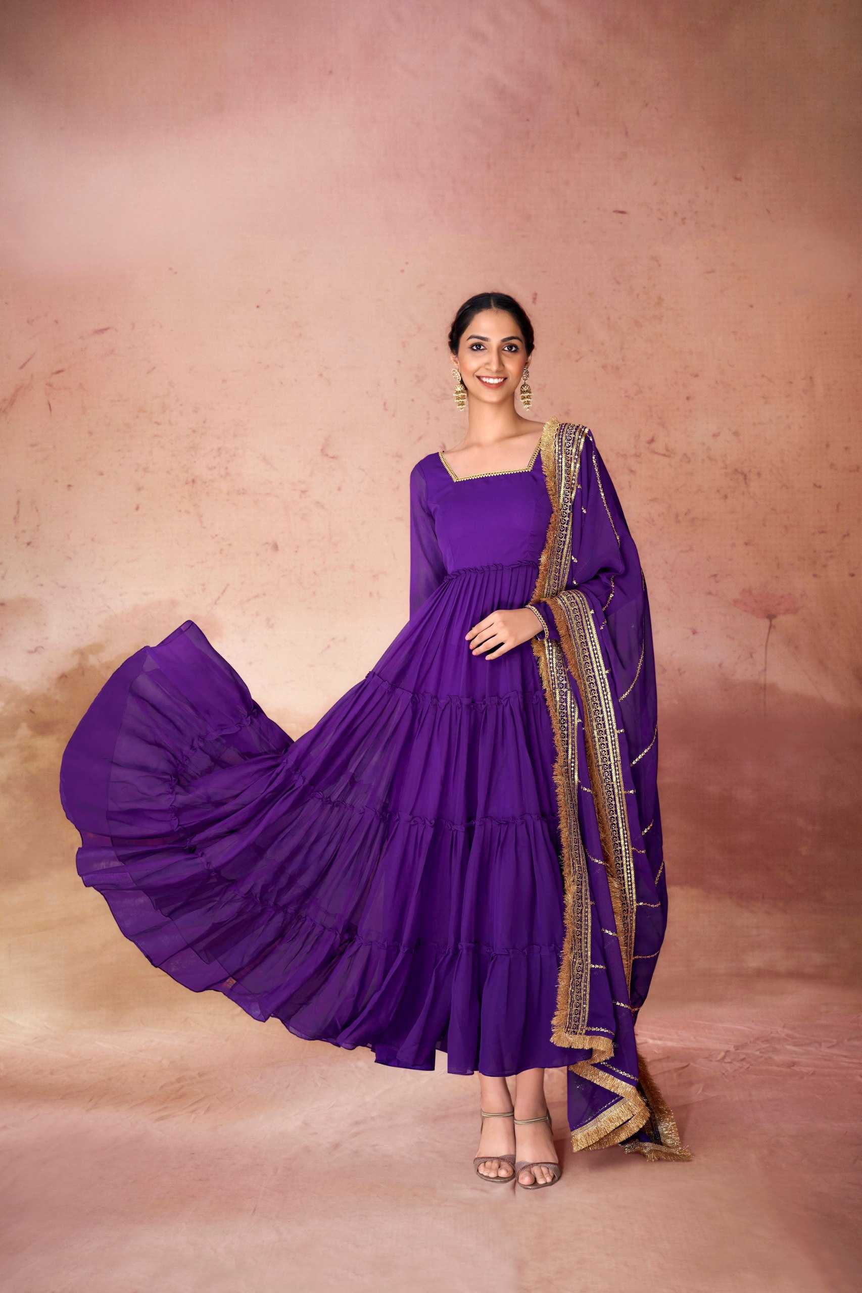 Ynf Faux Georgette RIN228 320 Gowns Wholesale Embroidery Gowns Sequin Gowns Manufacturer
