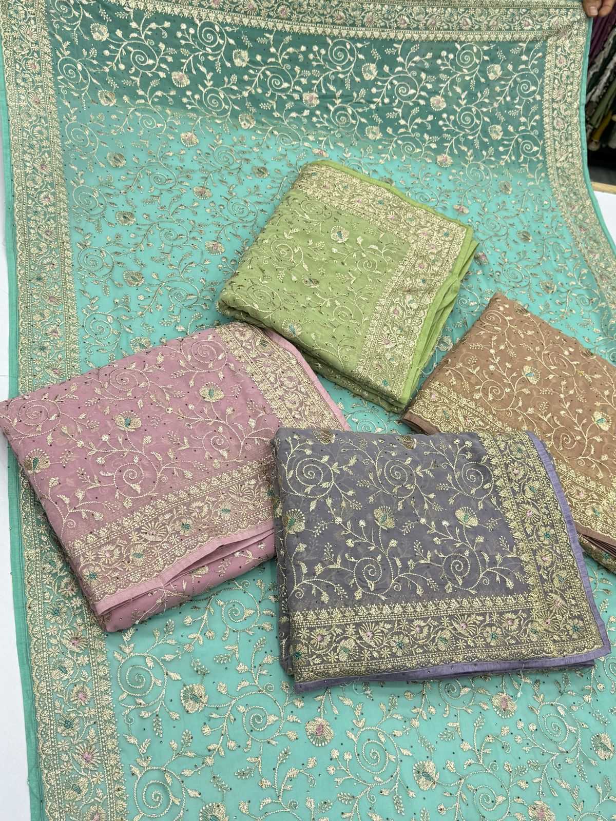 Ynf Georgette KESH114 4217 Sarees Wholesale Georgette Sarees Stone Work Saree Heavy Sarees Manufacturer
