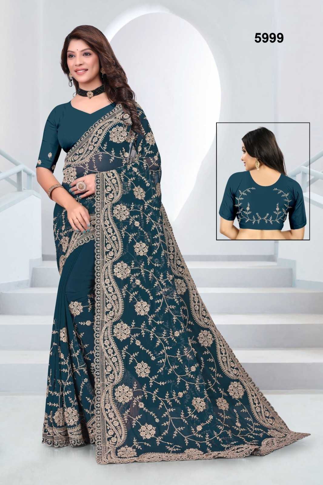 Ynf Georgette KESH114 5999 Sarees Wedding Collections Festive Collections Wholesale Georgette Sarees Embroidered Sarees Zari Border Sarees Manufacturer