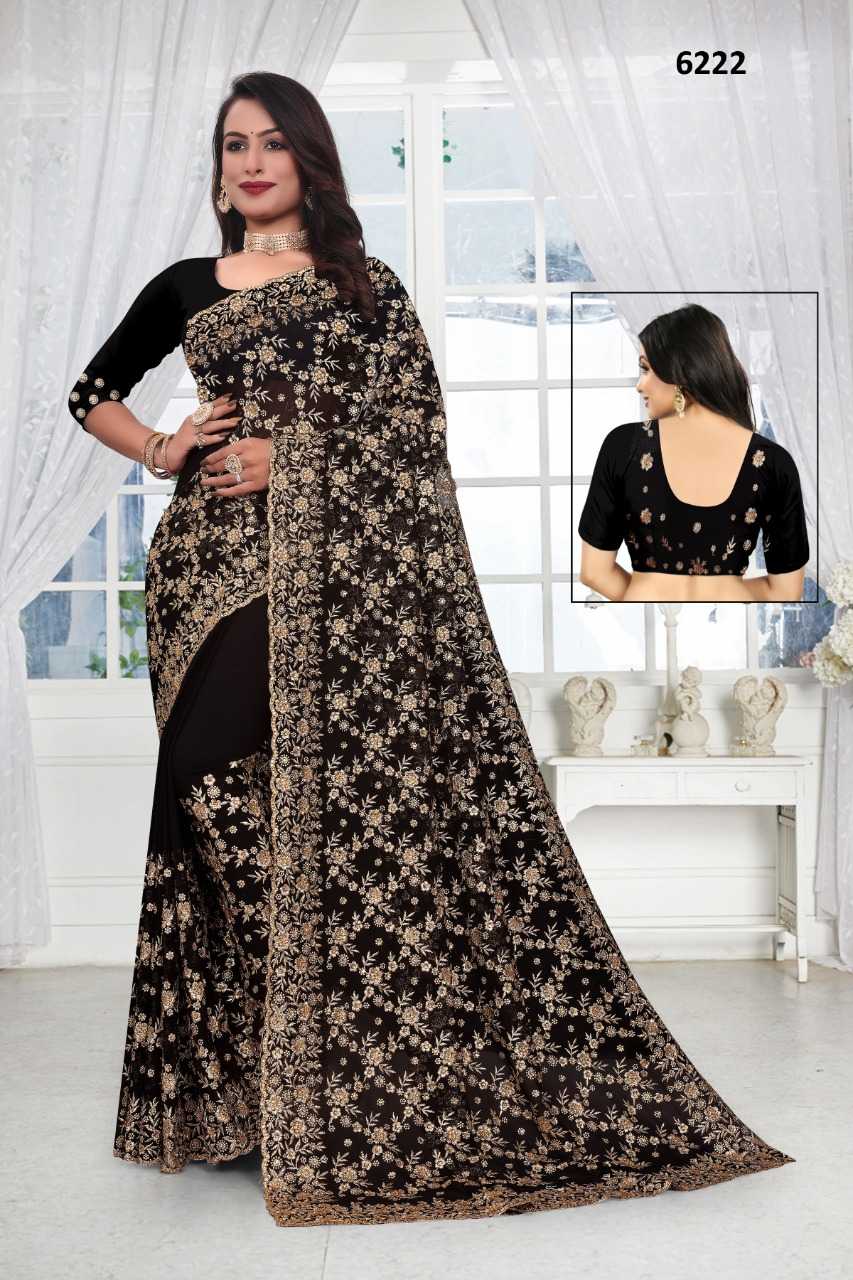 Ynf Georgette KESH114 6222 Sarees Wedding Collections Wholesale Georgette Sarees Embroidered Sarees Stone Work Saree Manufacturer