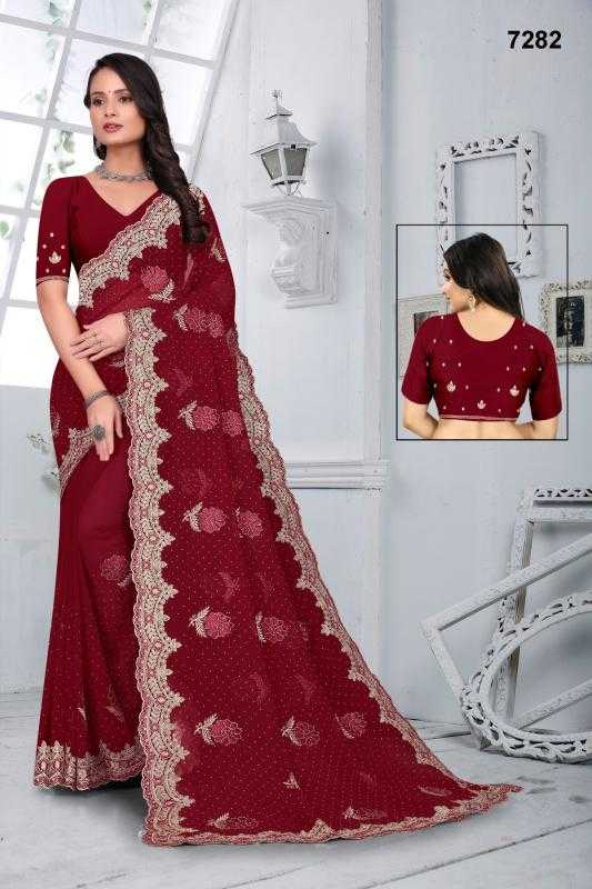 Ynf Georgette KESH114 7282 Sarees Wedding Collections Festive Collections Wholesale Hand Work Sarees Embroidered Sarees Zari Border Sarees Manufacturer
