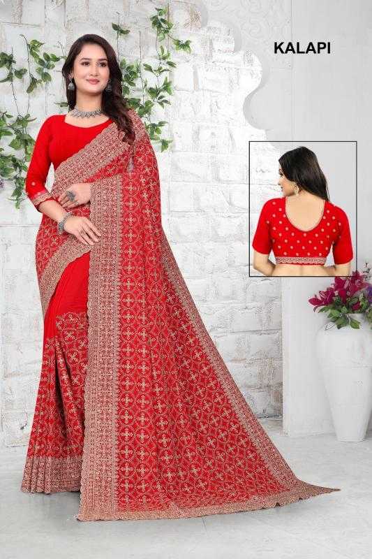 Ynf Georgette KESH114 KALAPI Sarees Wedding Collections Festive Collections Wholesale Georgette Sarees Embroidered Sarees Zari Border Sarees Manufacturer