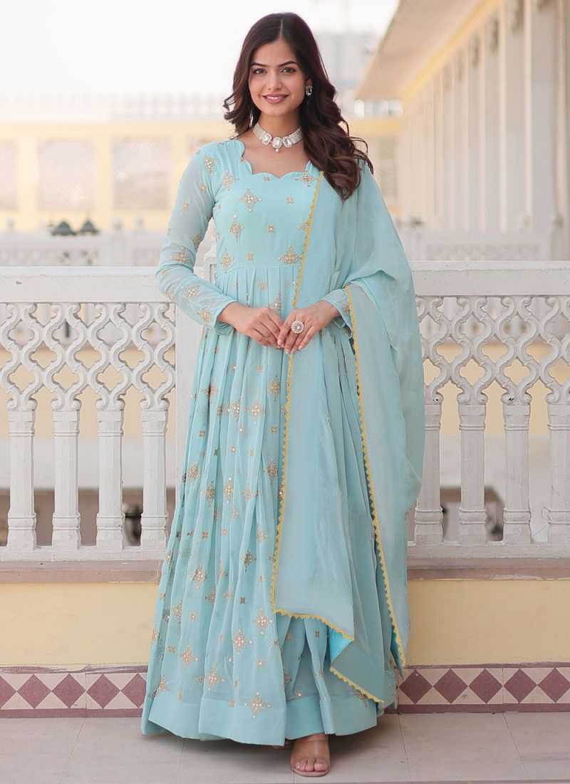 Ynf Georgette KESH334 Shehnaz Gowns Wholesale Fancy Gowns Embroidery Gowns Designer Gowns Manufacturer
