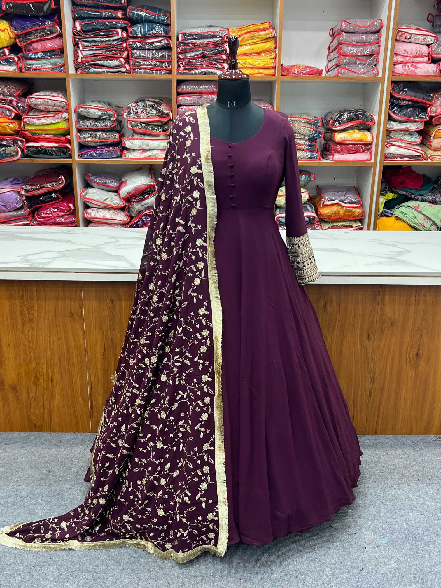 Ynf Georgette KESH504 241 Gowns Wholesale Fancy Gowns Sequin Gowns Manufacturer