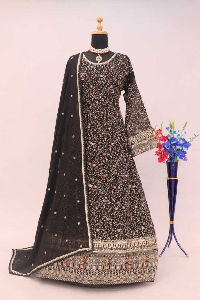 Ynf Georgette KESH504 5418 Gowns Wholesale Embroidery Gowns Long Gowns Georgette Gown Manufacturer