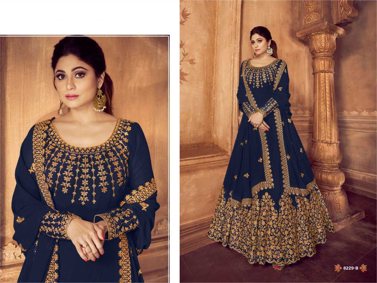 Ynf Georgette KESH504 8229 Gowns Wedding Collections Bollywood Collections Wholesale Georgette Gown Designer Gowns Shamita Shetty Manufacturer