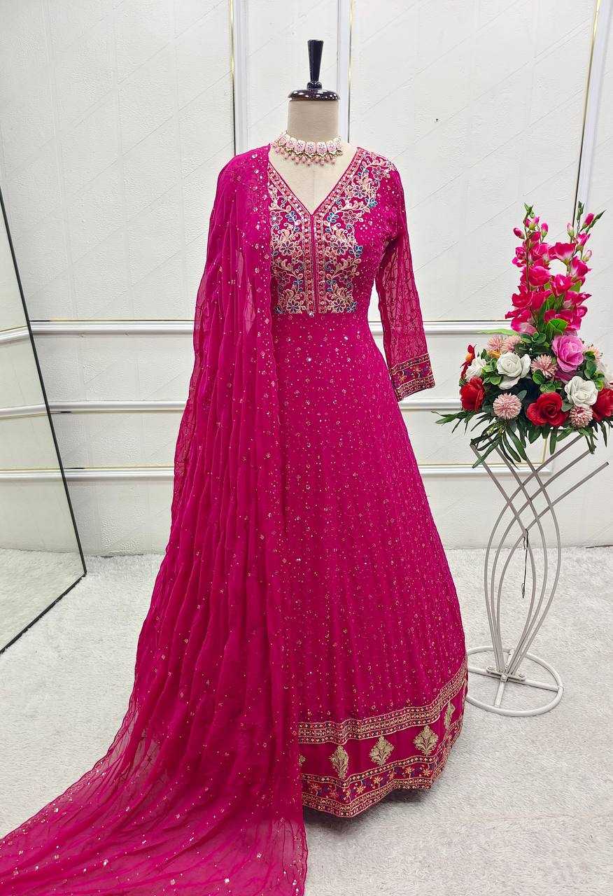 Ynf Georgette KESH506 138 Gowns Wholesale Fancy Gowns Embroidery Gowns Designer Gowns Manufacturer