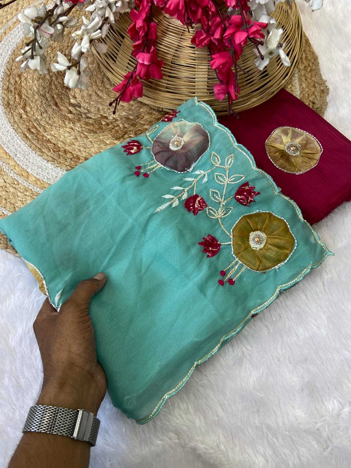 Ynf Georgette KESH514 142 Sarees Wholesale Gota Patti Sarees Butta Sarees Manufacturer
