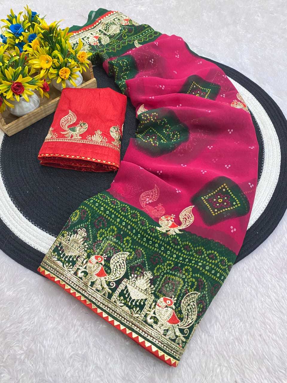 Ynf Georgette KESH514 152 Sarees Wholesale Printed Sarees Embroidered Sarees Manufacturer