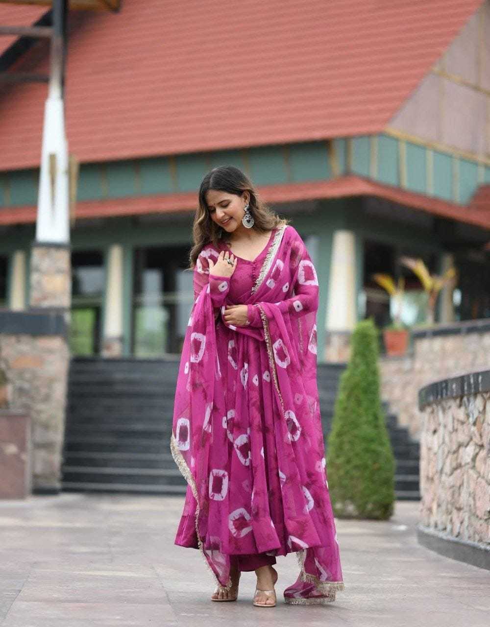 Ynf Georgette RIN157 188 Gowns Plus Size Collections Wholesale Georgette Gown Wedding Gown Pink Gown Manufacturer