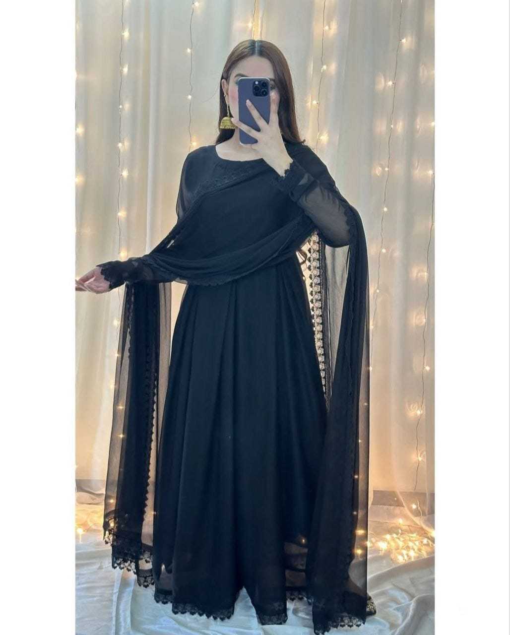 Ynf Georgette RIN157 2073 Gowns Wedding Collections Plus Size Collections Wholesale Georgette Gown Designer Gowns Black Gown Manufacturer