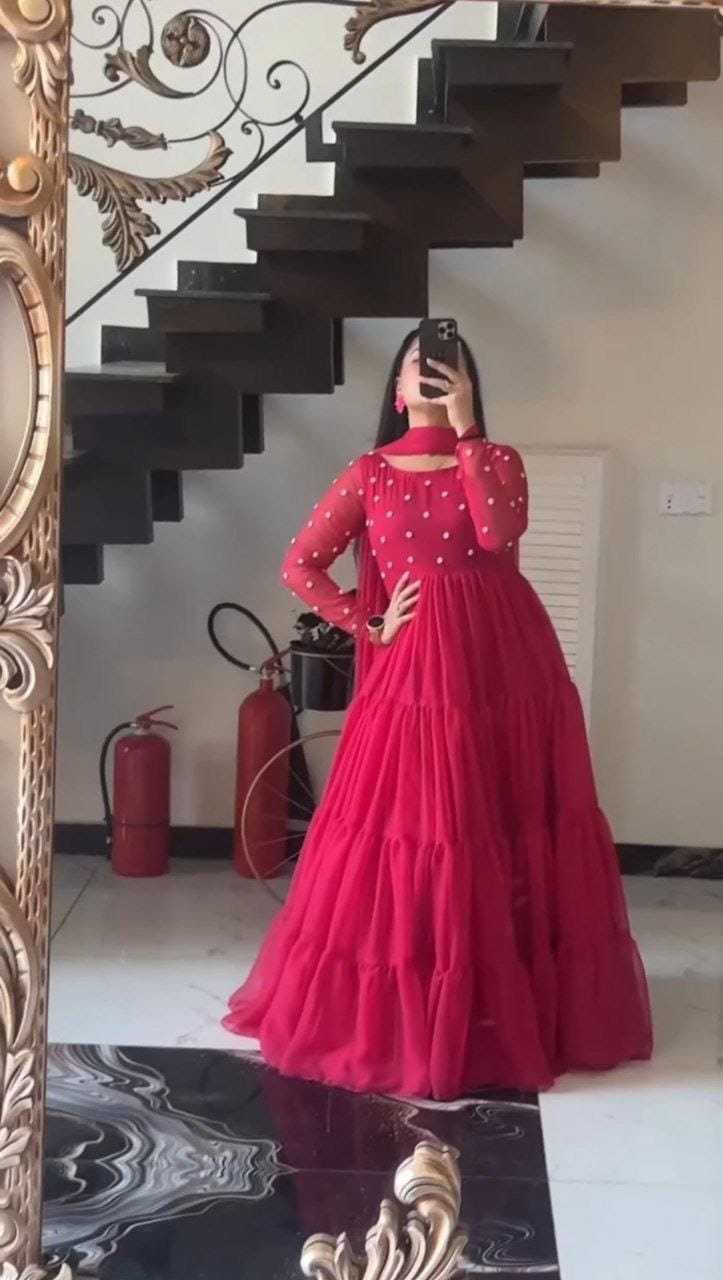 Ynf Georgette RIN157 2083 Gowns Wedding Collections Plus Size Collections Wholesale Party Gowns Georgette Gown Designer Gowns Manufacturer