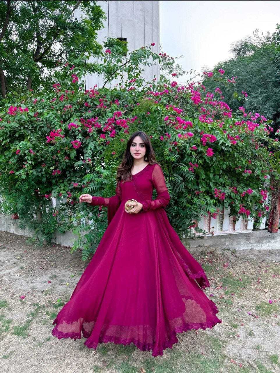 Ynf Georgette RIN157 2084 Gowns Wedding Collections Plus Size Collections Wholesale Georgette Gown Designer Gowns Honeymoon Ethnic Wear Manufacturer
