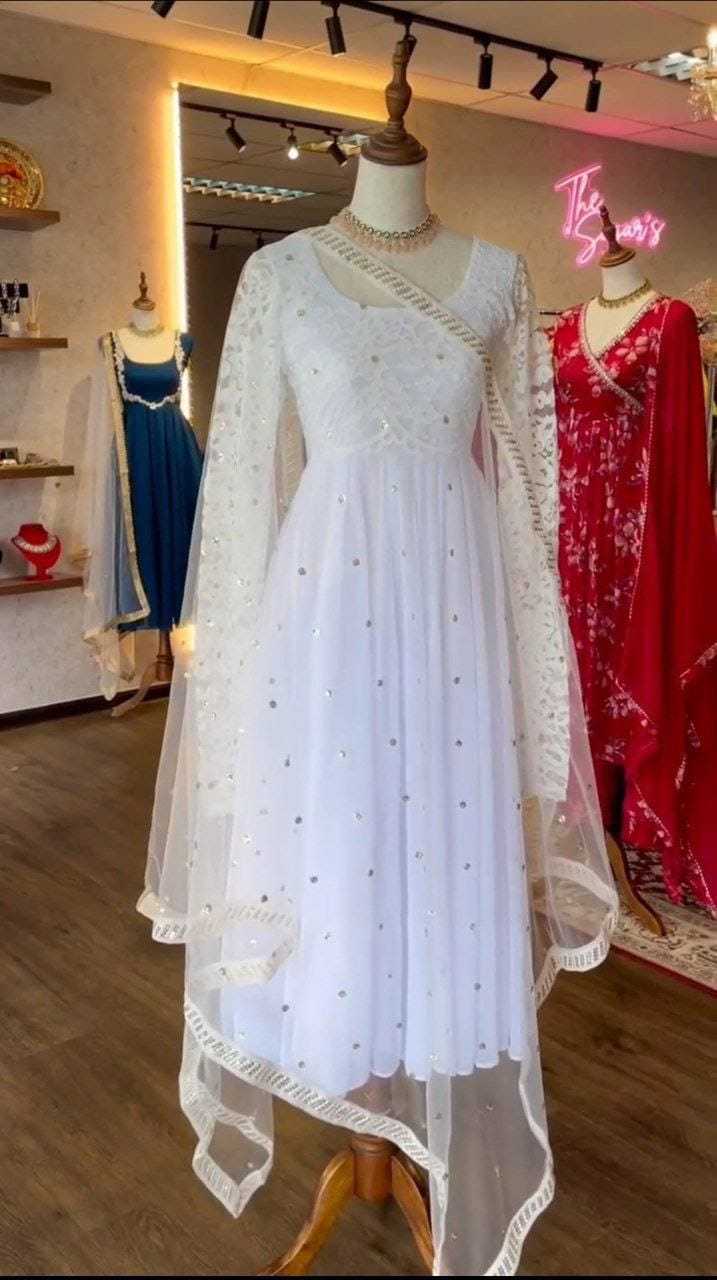 Ynf Georgette RIN157 2092 Gowns Festive Collections Plus Size Collections Wholesale Embroidery Gowns Georgette Gown Onam Collections Manufacturer