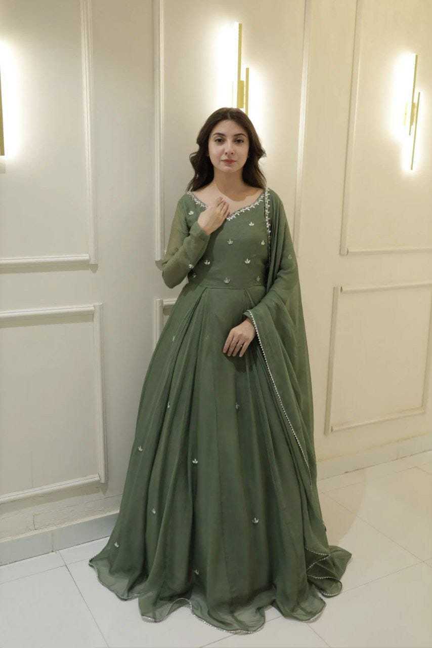 Ynf Georgette RIN157 2098 Gowns Plus Size Collections Wholesale Georgette Gown Wedding Gown Designer Gowns Manufacturer