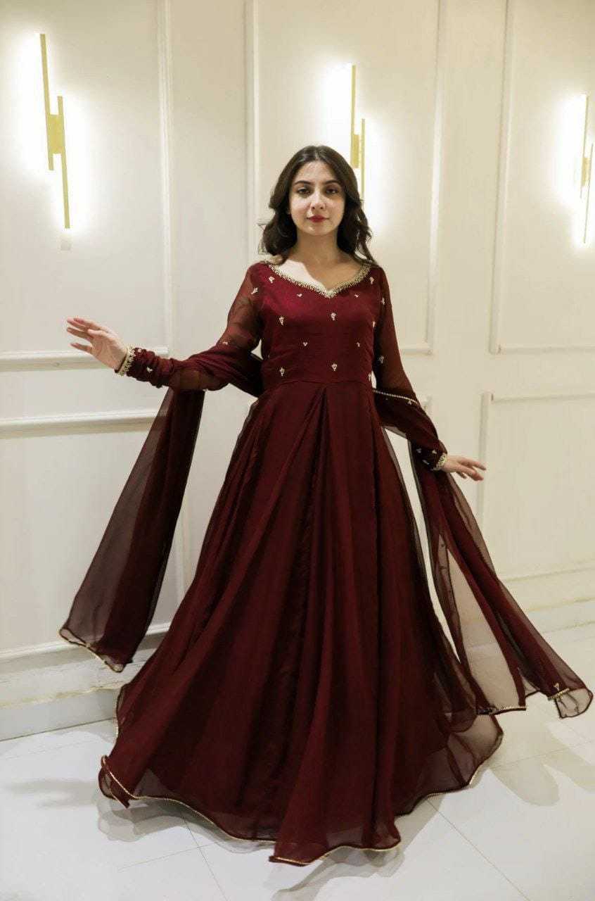 Ynf Georgette RIN157 2100 Gowns Plus Size Collections Wholesale Party Gowns Georgette Gown Designer Gowns Manufacturer