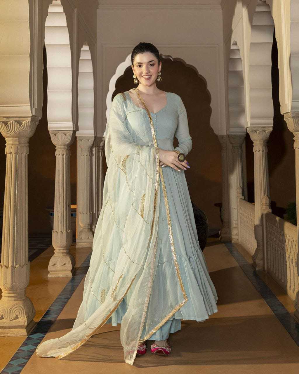 Ynf Georgette RIN157 2102 Gowns Plus Size Collections Wholesale Georgette Gown Wedding Gown Designer Gowns Manufacturer