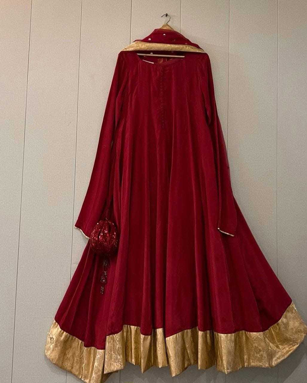 Ynf Georgette RIN157 3185 Gowns Wedding Collections Plus Size Collections Wholesale Georgette Gown Wedding Gown Maroon Gown Manufacturer