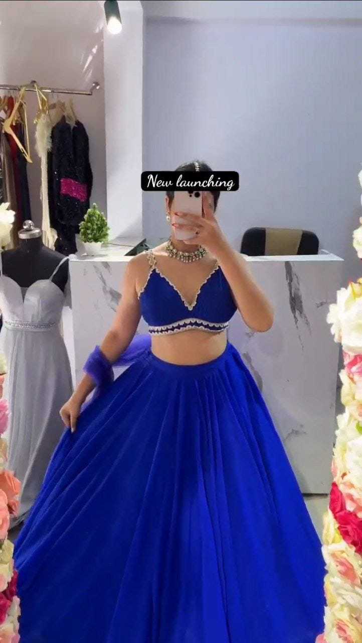 Ynf Georgette RIN157 5237 Lehengas Wedding Collections Plus Size Collections Wholesale Designer Lehenga Georgette Lehenga Blue Lehenga Manufacturer