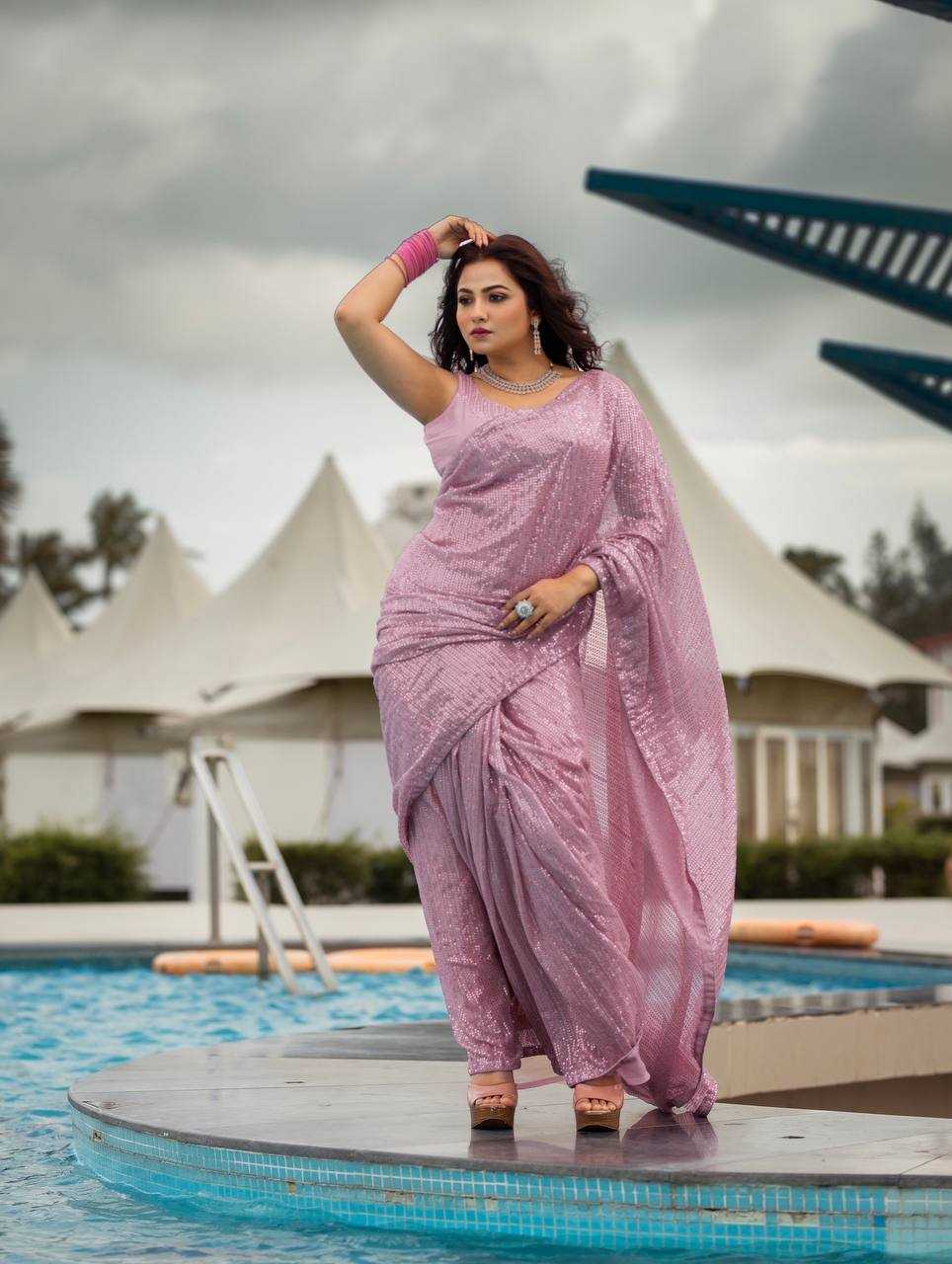 Ynf Georgette RIN213 L271 Sarees Wedding Collections Festive Collections Wholesale Georgette Sarees Sequins Work Saree Sarees With Blouse Manufacturer
