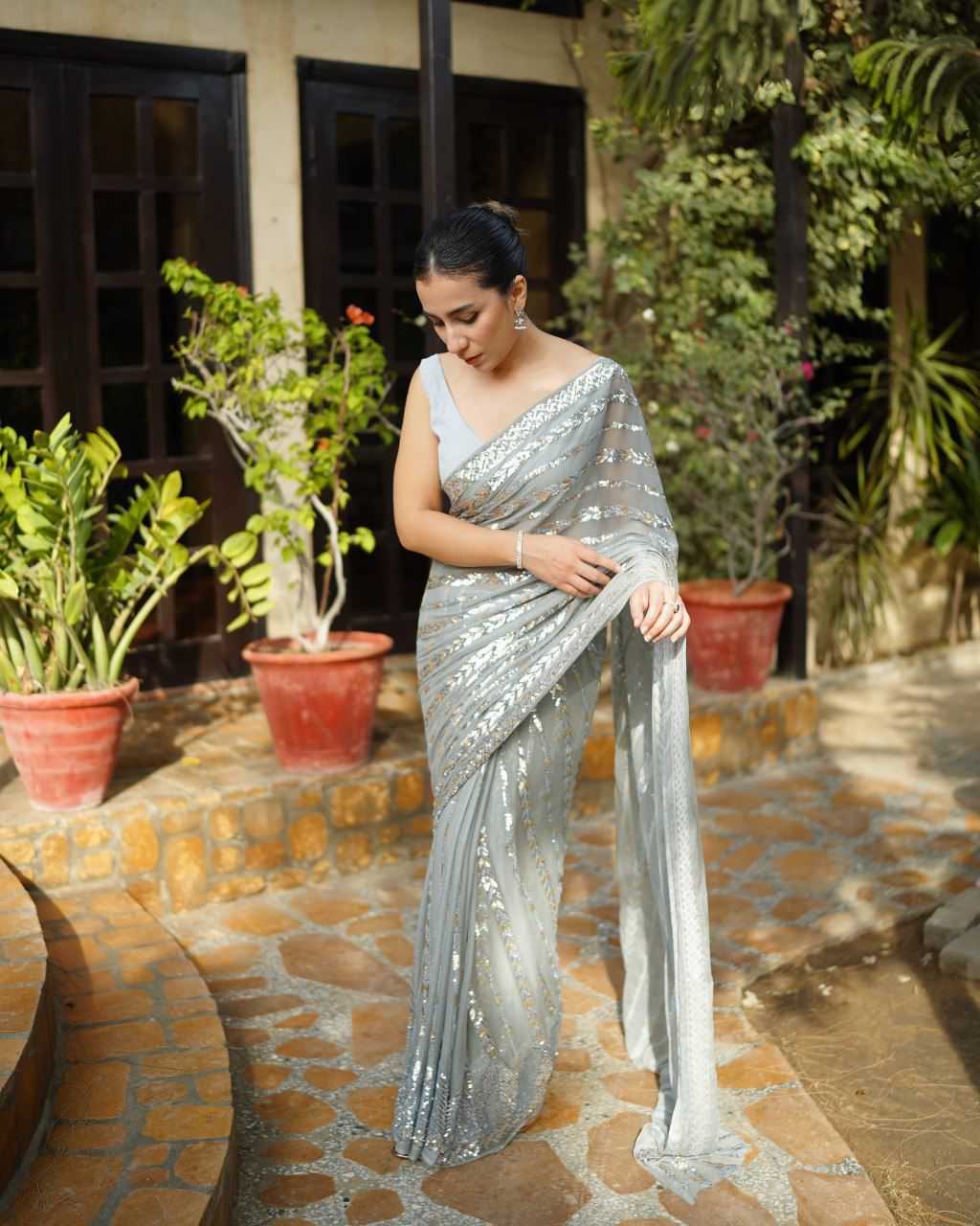 Ynf Georgette RIN222 VT-730 Sarees Wedding Collections Festive Collections Wholesale Georgette Sarees Sequence Sarees Embroidered Sarees Manufacturer
