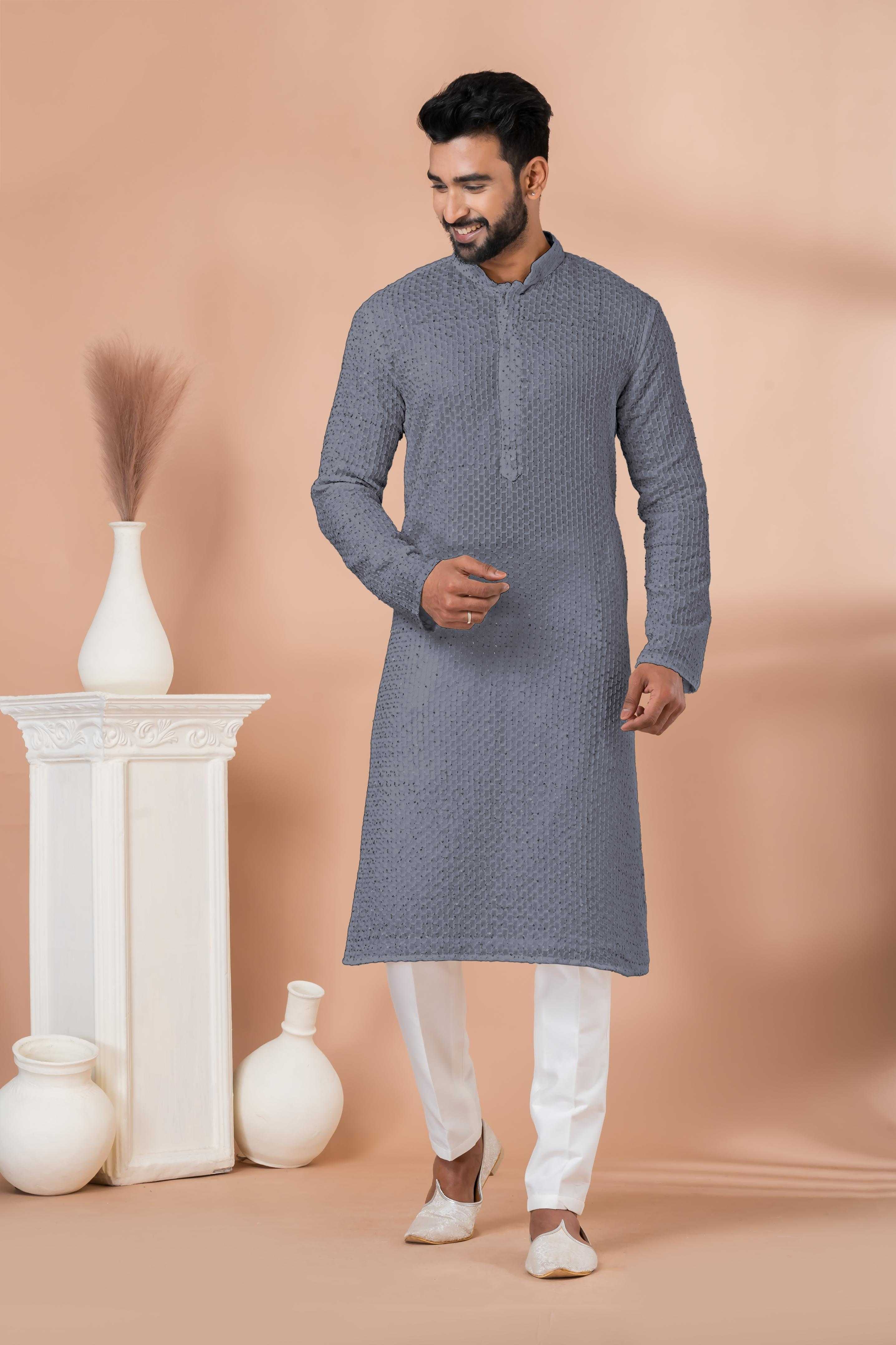 Ynf Georgette RIN223 3202 G Mens Wear Wholesale Mens Kurtas Mens Kurta Pyjama Men Wedding kurta Manufacturer