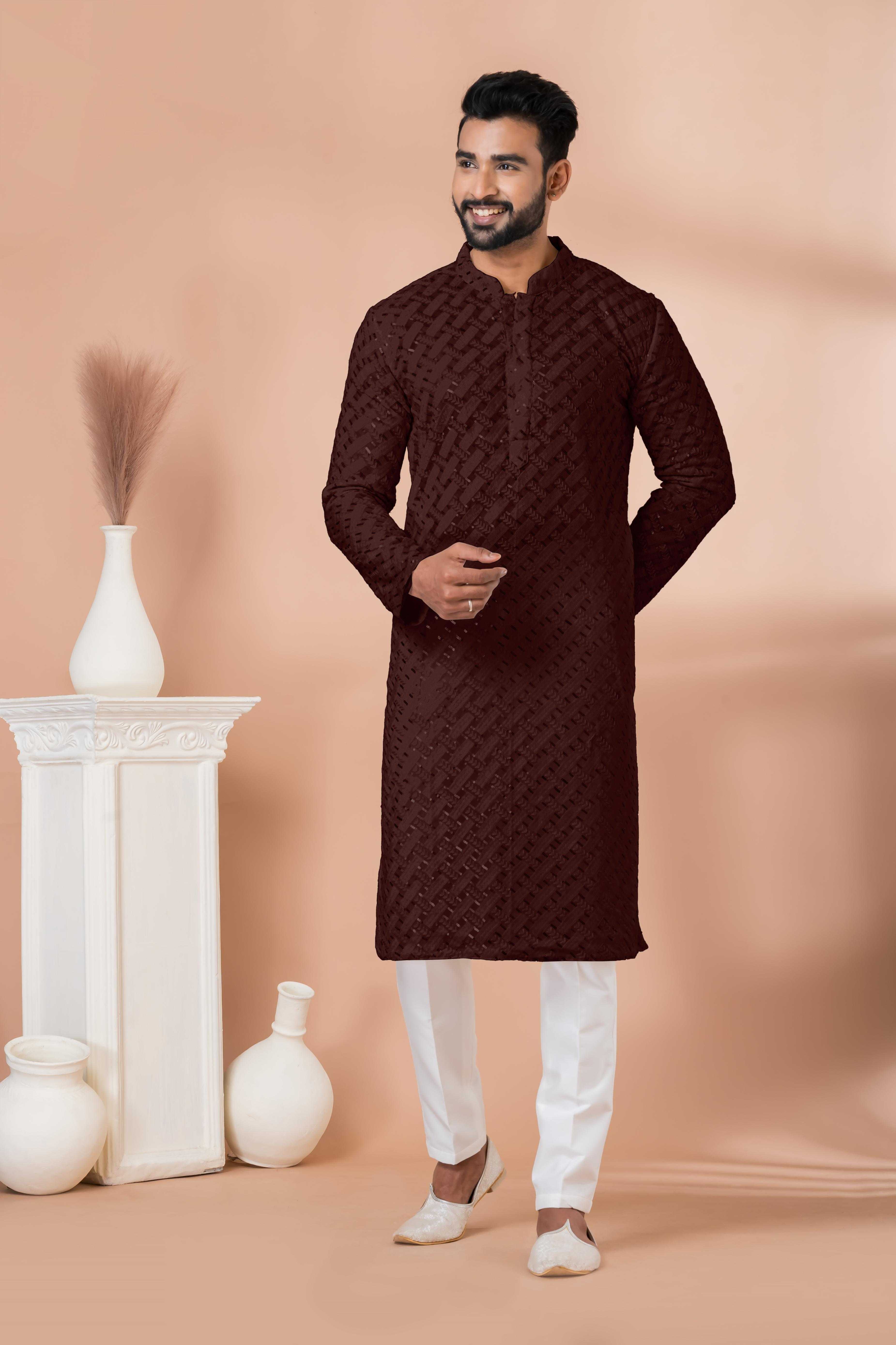 Ynf Georgette RIN223 3301 C Mens Wear Wholesale Mens Kurtas Mens Kurta Pyjama Men Wedding kurta Manufacturer