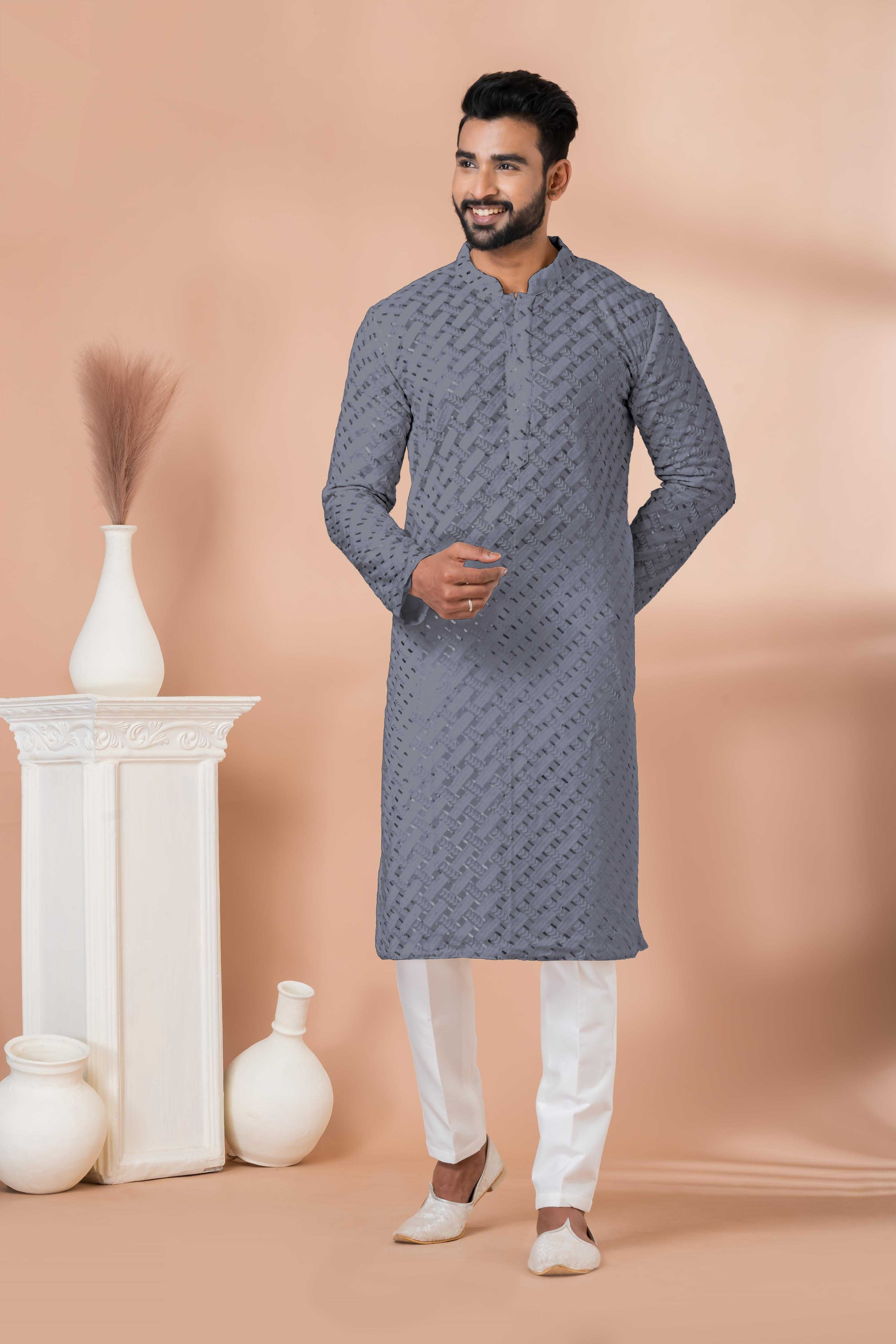 Ynf Georgette RIN223 3301 G Mens Wear Wholesale Mens Kurtas Mens Kurta Pyjama Men Wedding kurta Manufacturer