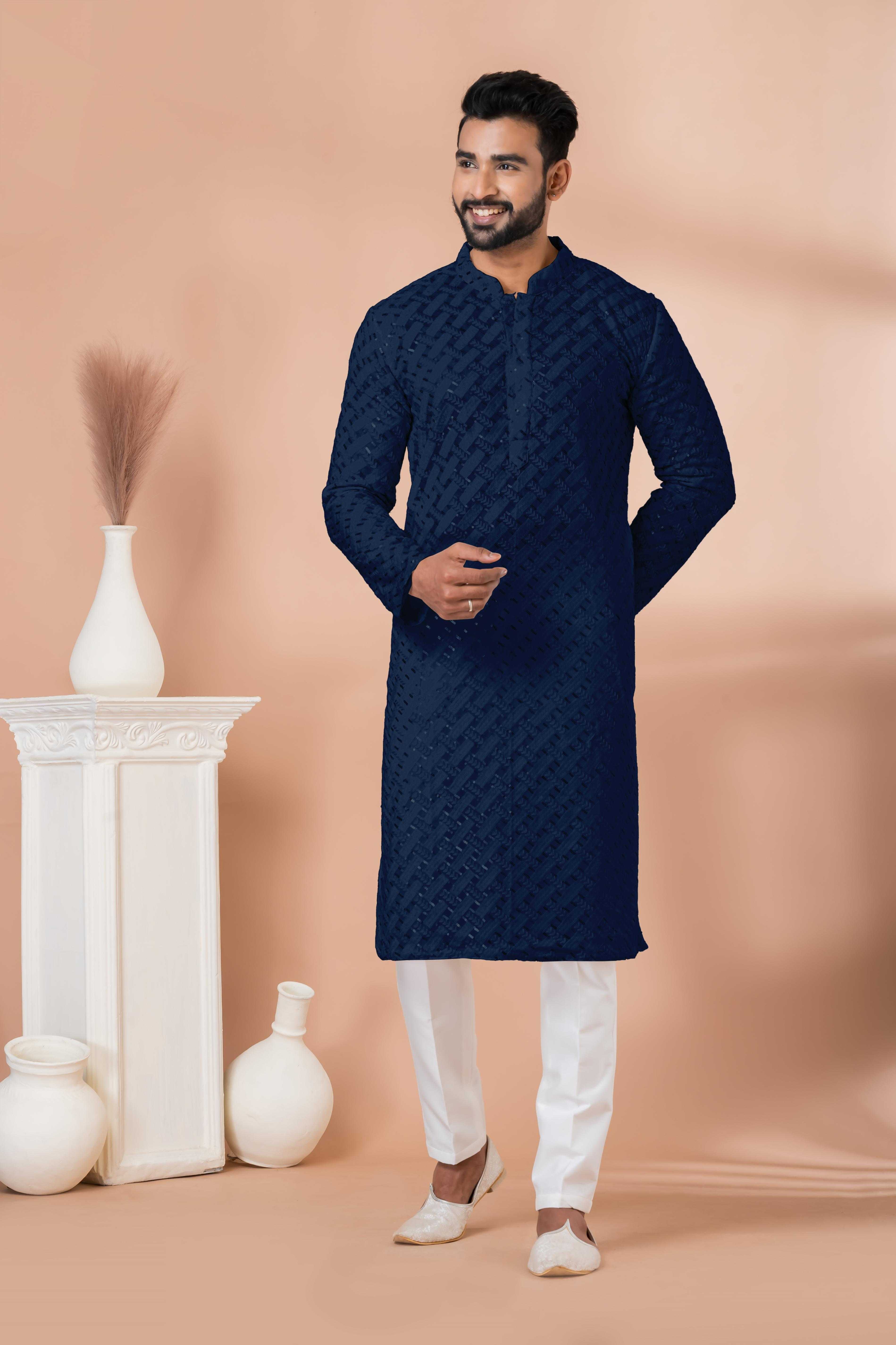 Ynf Georgette RIN223 3301 N Mens Wear Wholesale Mens Kurtas Mens Kurta Pyjama Men Wedding kurta Manufacturer