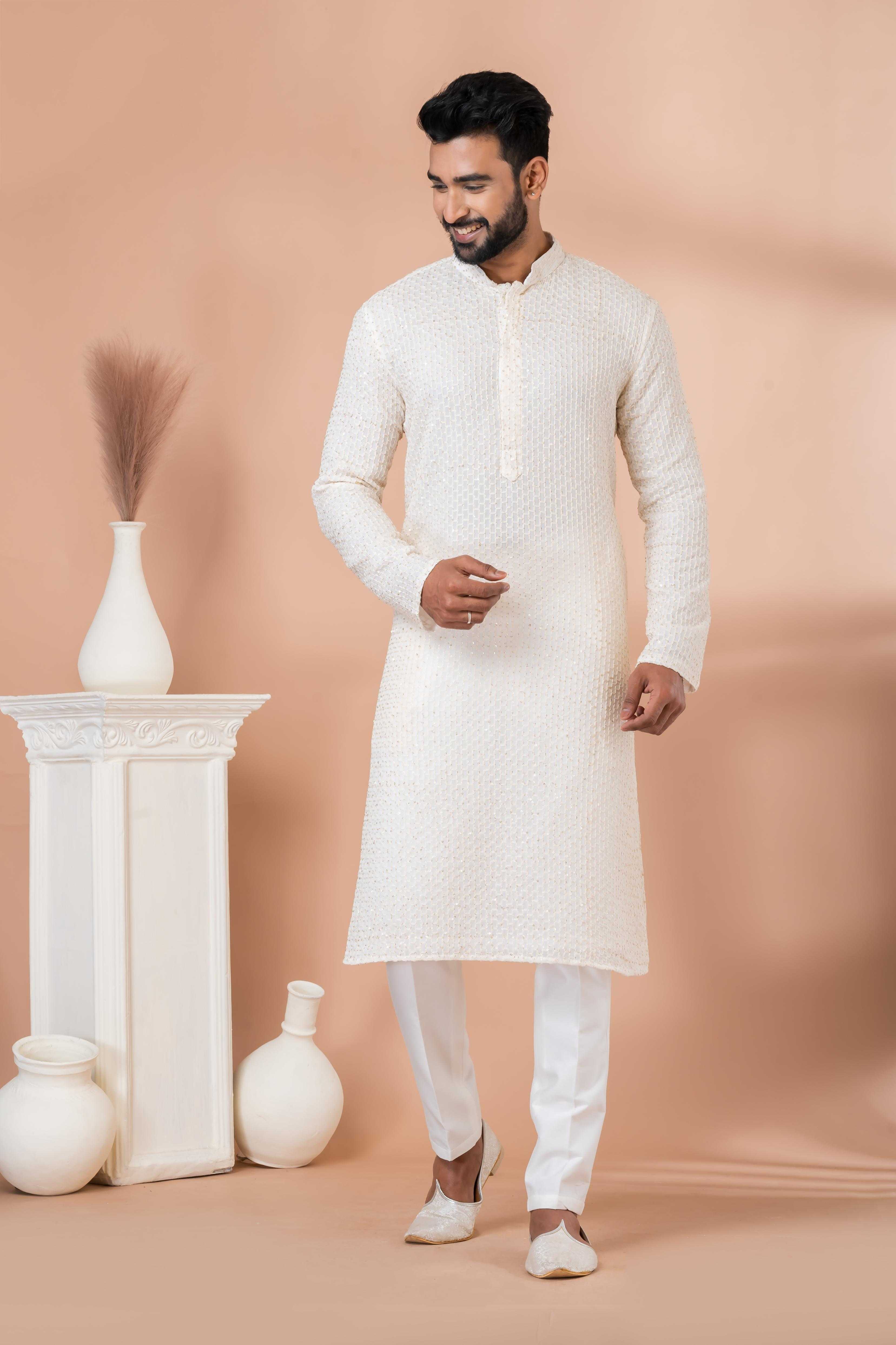 Ynf Georgette RIN223 3302A Mens Wear Festive Collections Wholesale Mens Kurtas Mens Kurta Pyjama Onam Collections Manufacturer