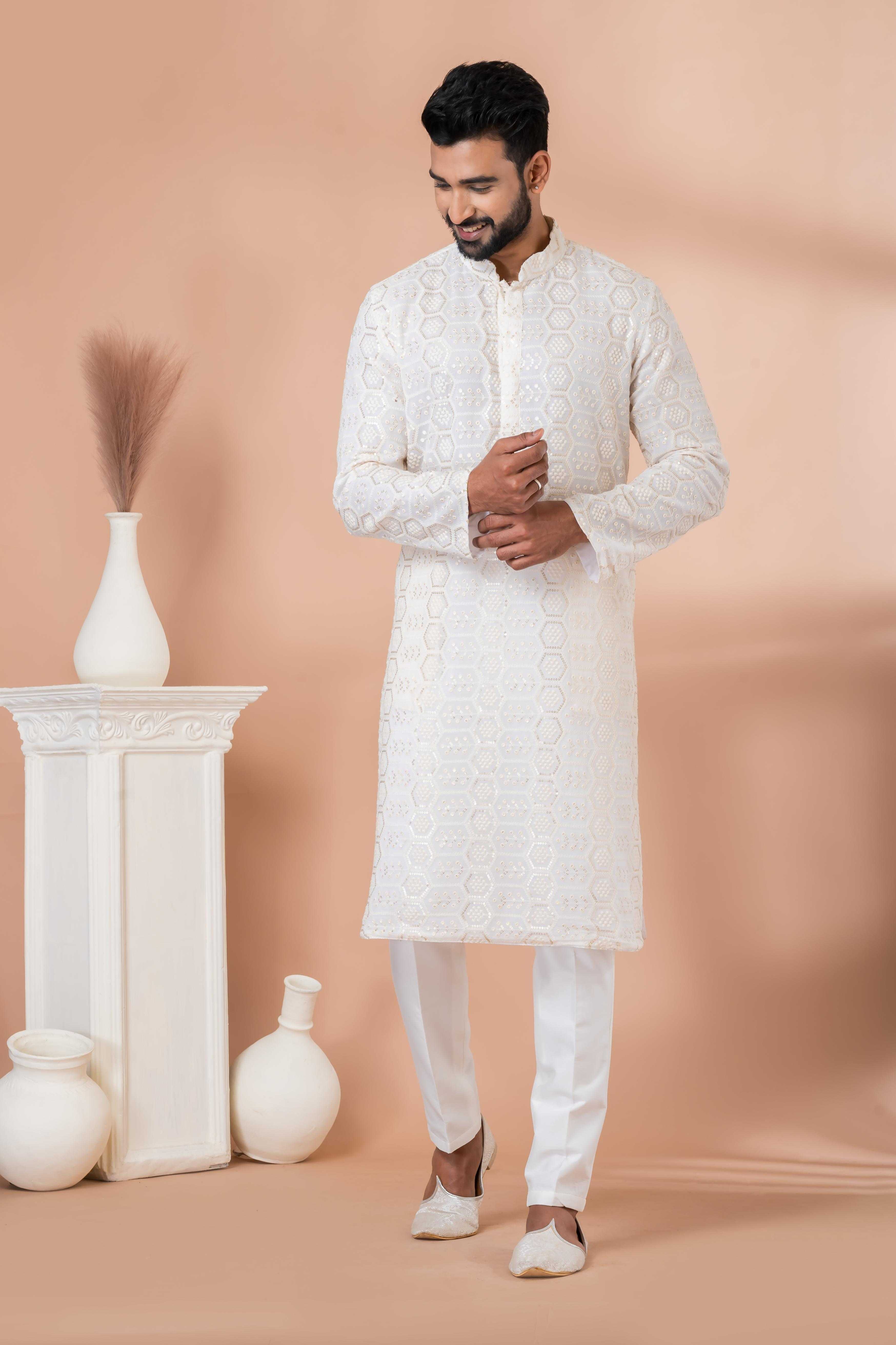 Ynf Georgette RIN223 3303A Mens Wear Festive Collections Wholesale Mens Kurtas Mens Kurta Pyjama Onam Collections Manufacturer
