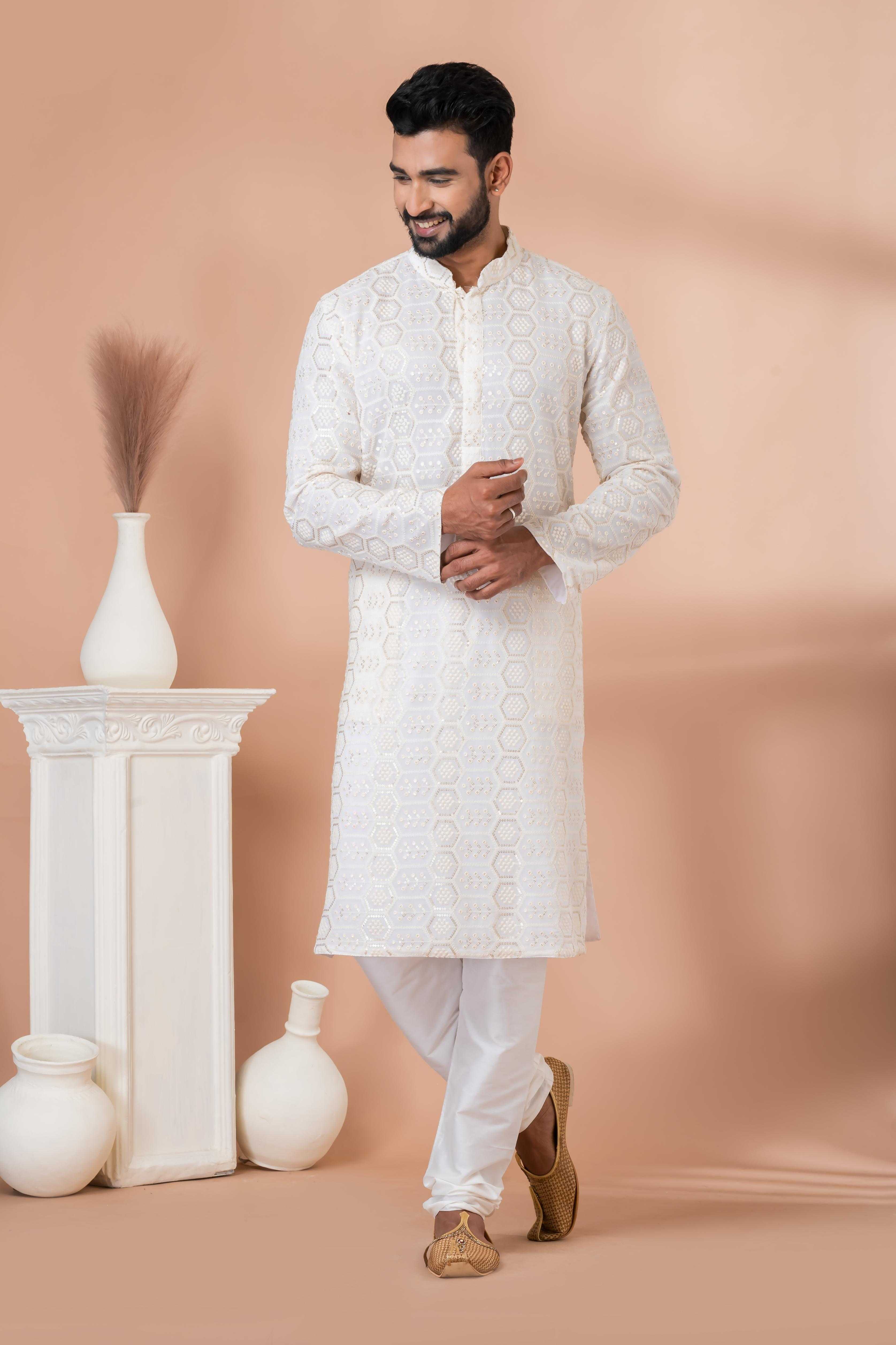 Ynf Georgette RIN223 3304A Mens Wear Festive Collections Wholesale Mens Kurtas Mens Kurta Pyjama Onam Collections Manufacturer
