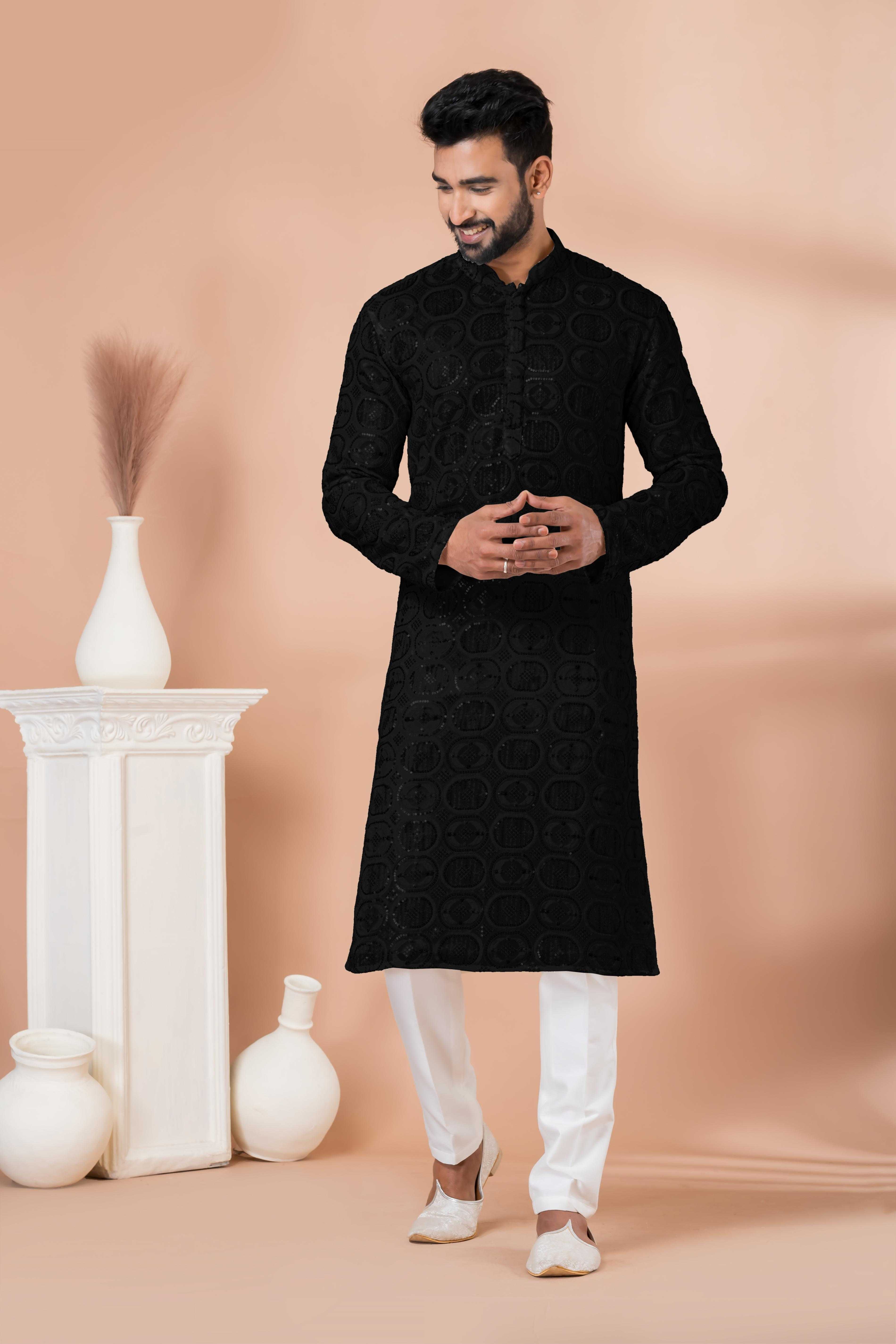 Ynf Georgette RIN223 3305B-A Mens Wear Wholesale Mens Kurtas Mens Kurta Pyjama Men Wedding kurta Manufacturer