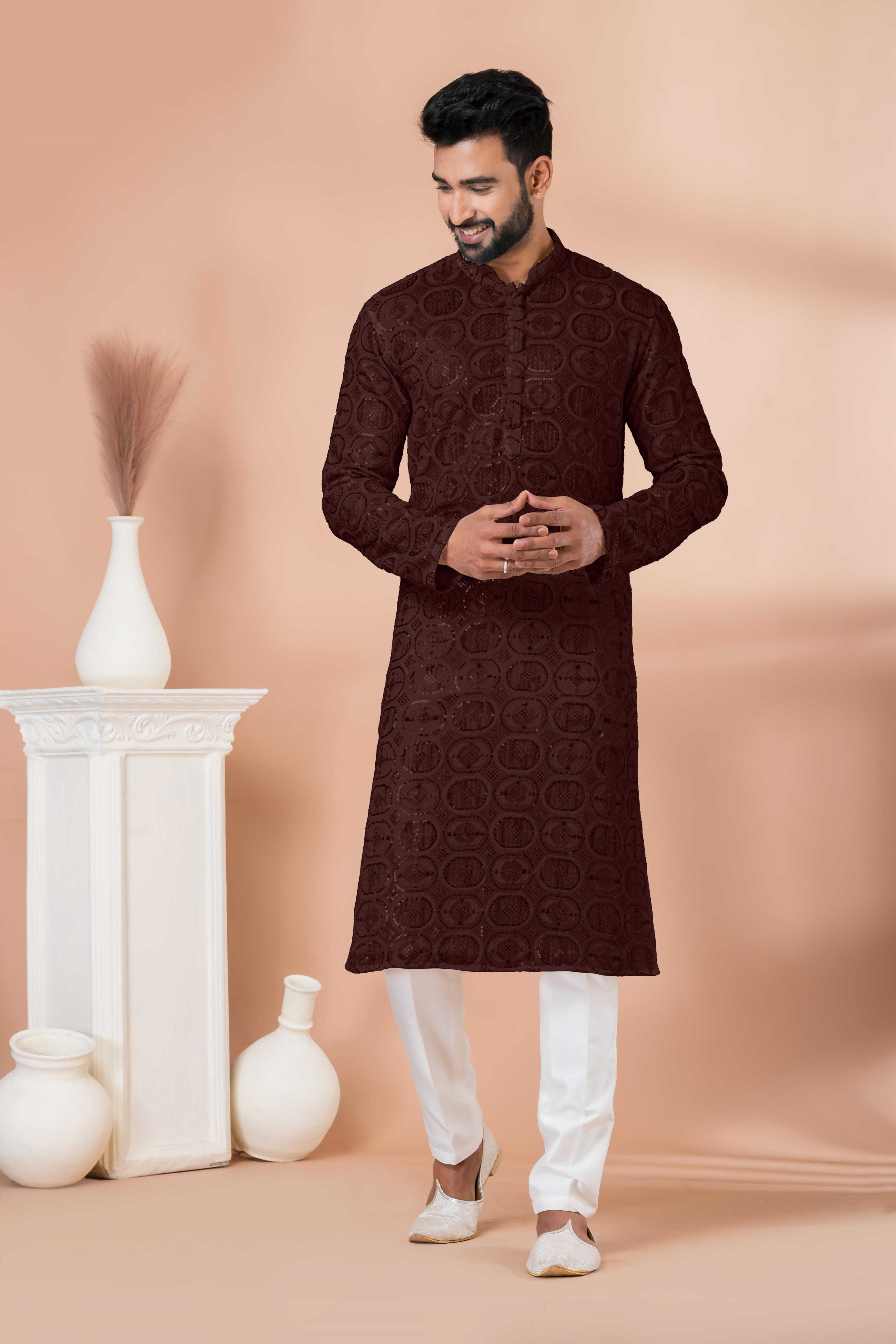 Ynf Georgette RIN223 3305C-B Mens Wear Wholesale Mens Kurtas Mens Kurta Pyjama Men Wedding kurta Manufacturer