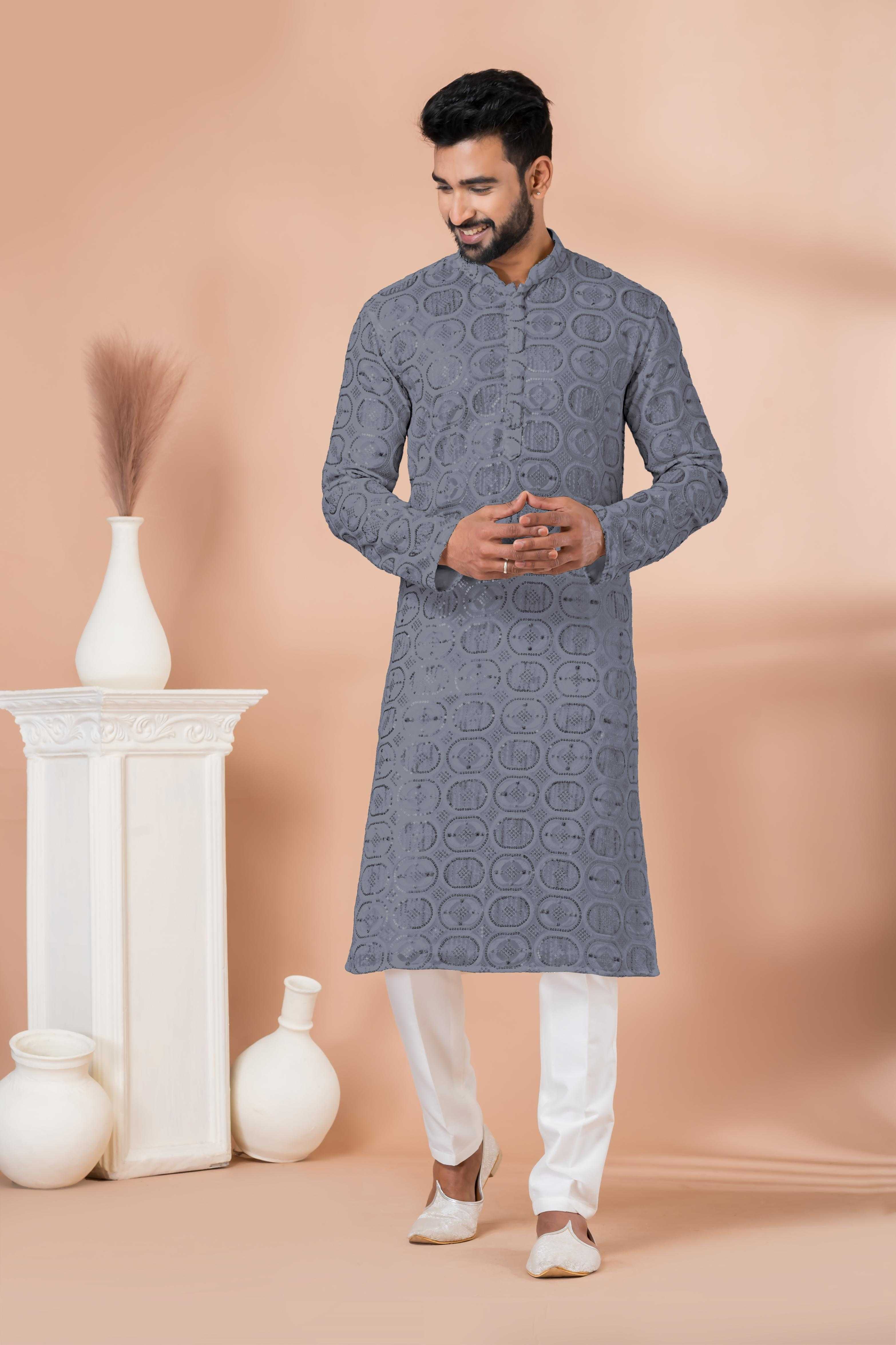 Ynf Georgette RIN223 3305G-B Mens Wear Wholesale Mens Kurtas Mens Kurta Pyjama Men Wedding kurta Manufacturer