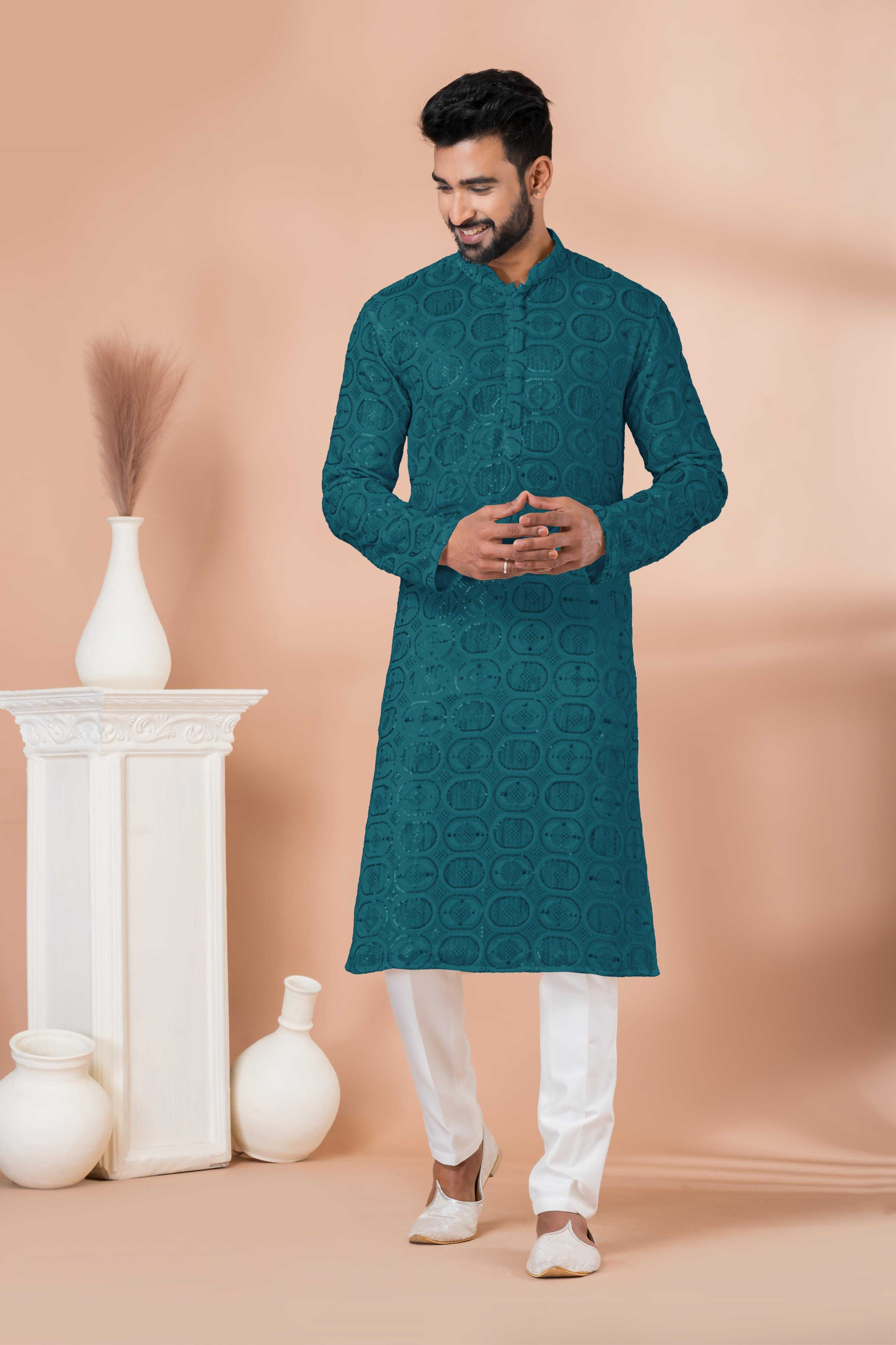 Ynf Georgette RIN223 3305T-A Mens Wear Wholesale Mens Kurtas Mens Kurta Pyjama Men Wedding kurta Manufacturer