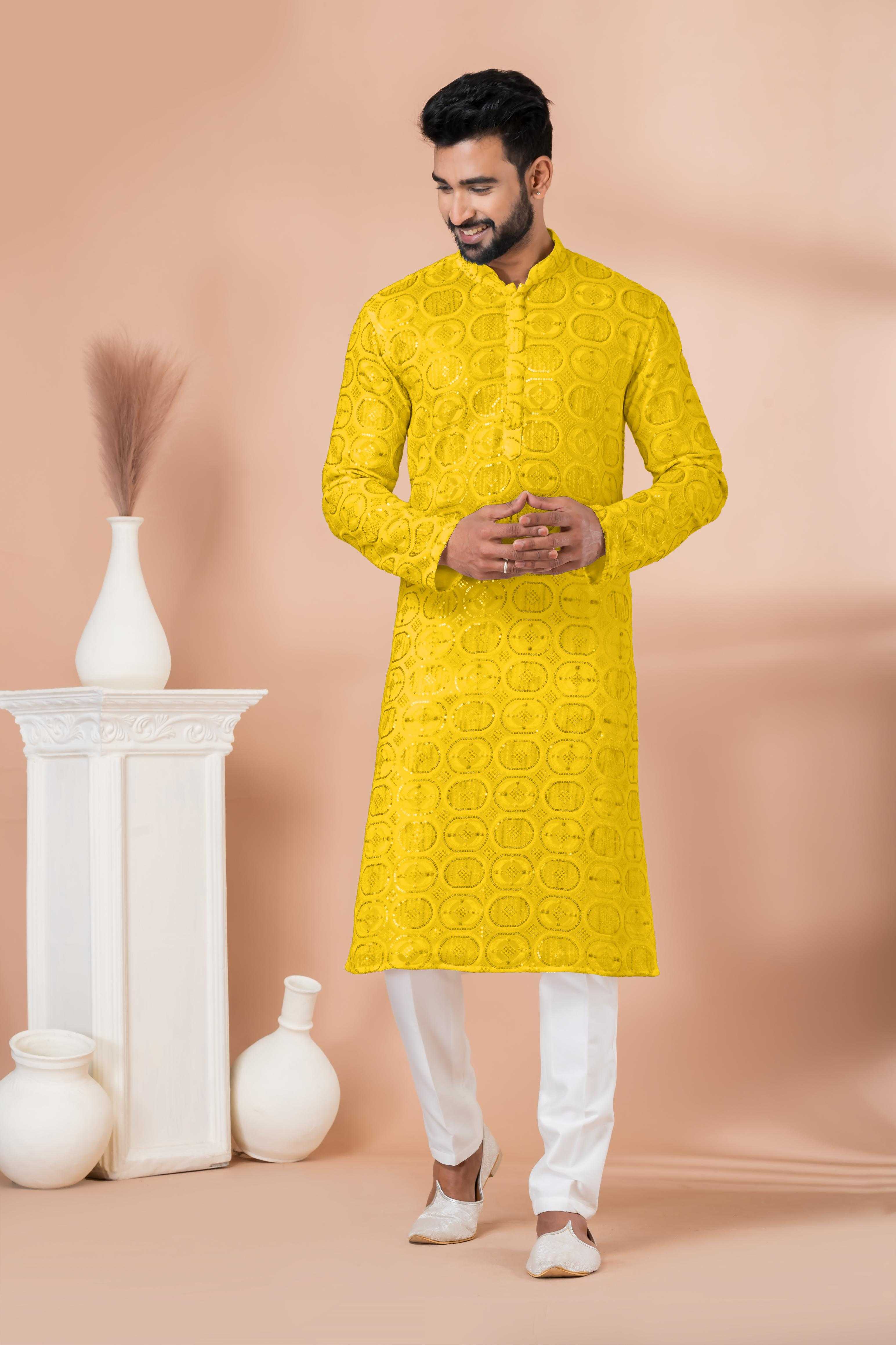 Ynf Georgette RIN223 3305Y-B Mens Wear Wholesale Mens Kurtas Mens Kurta Pyjama Men Wedding kurta Manufacturer