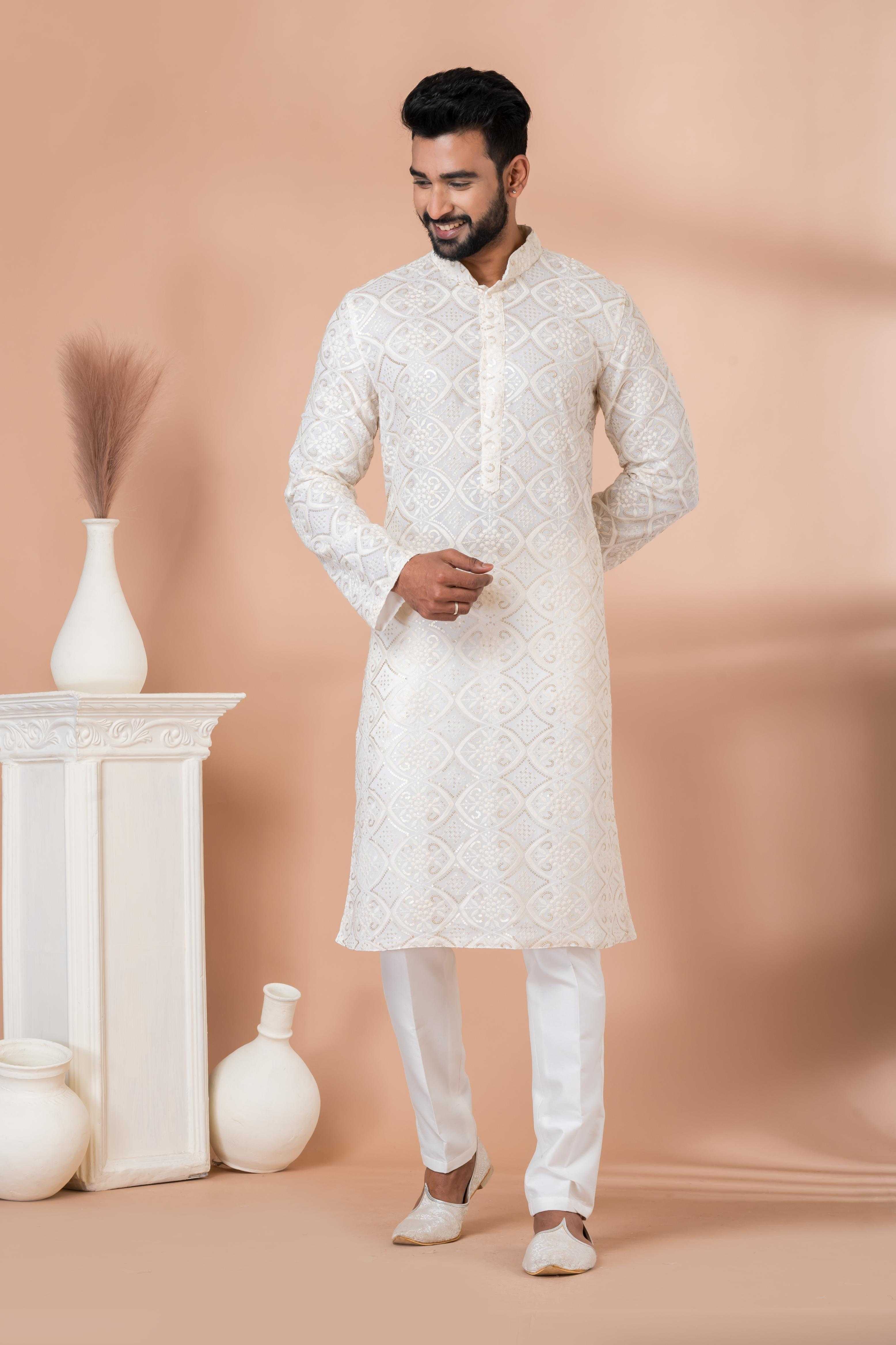 Ynf Georgette RIN223 3306B Mens Wear Festive Collections Wholesale Mens Kurtas Mens Kurta Pyjama Onam Collections Manufacturer