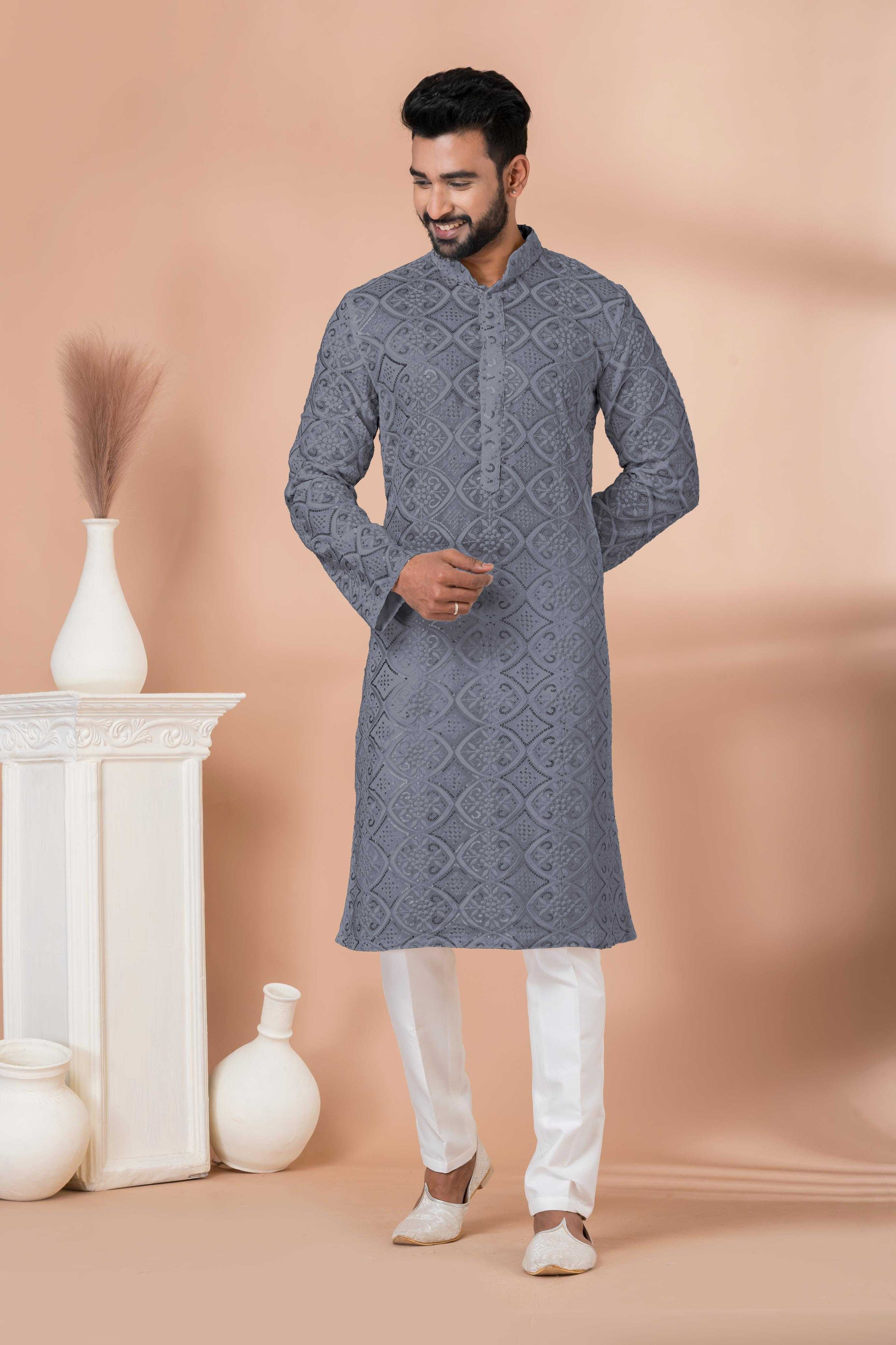 Ynf Georgette RIN223 3306G-A Mens Wear Wholesale Mens Kurtas Mens Kurta Pyjama Men Wedding kurta Manufacturer