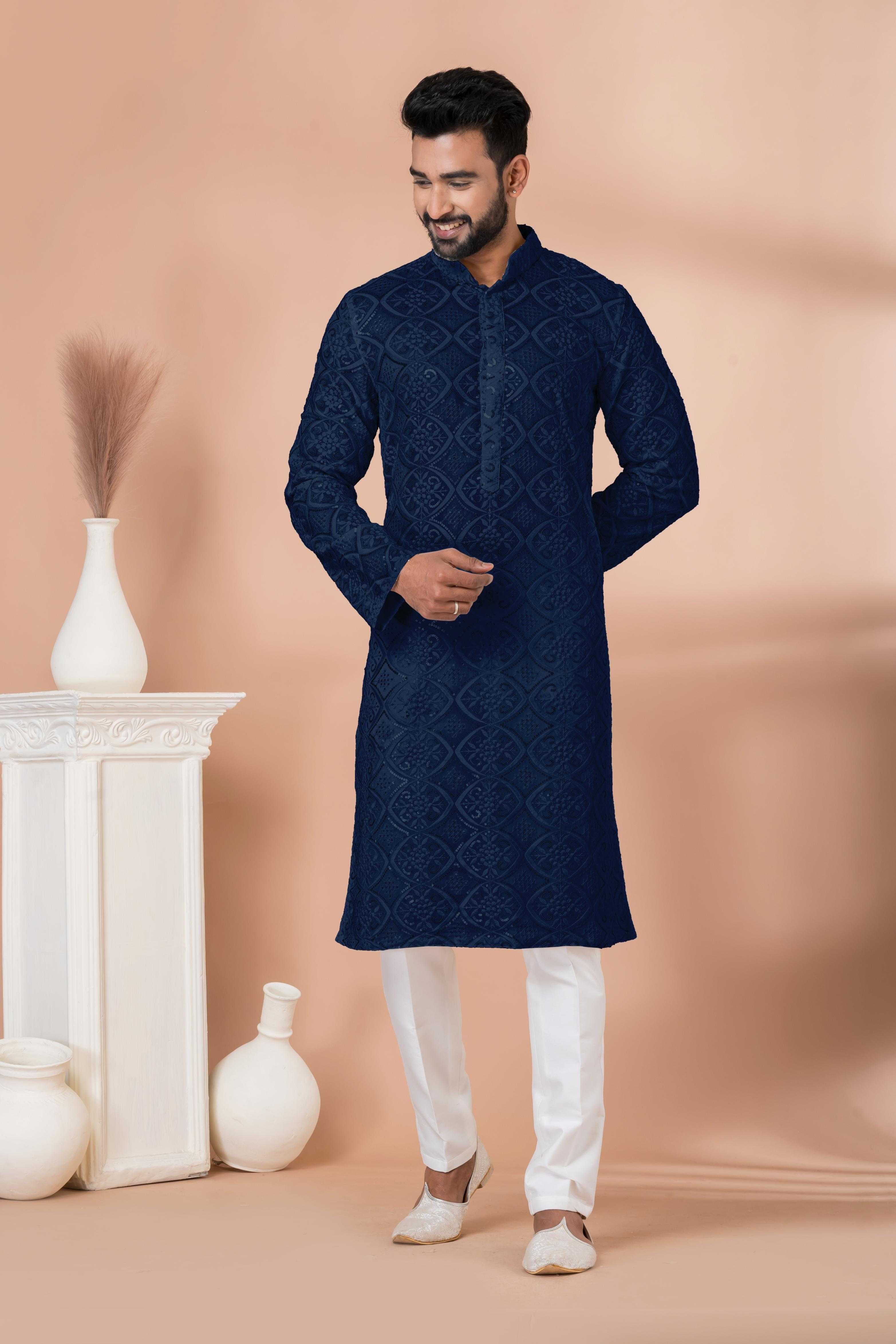 Ynf Georgette RIN223 3306N-A Mens Wear Wholesale Mens Kurtas Mens Kurta Pyjama Men Wedding kurta Manufacturer