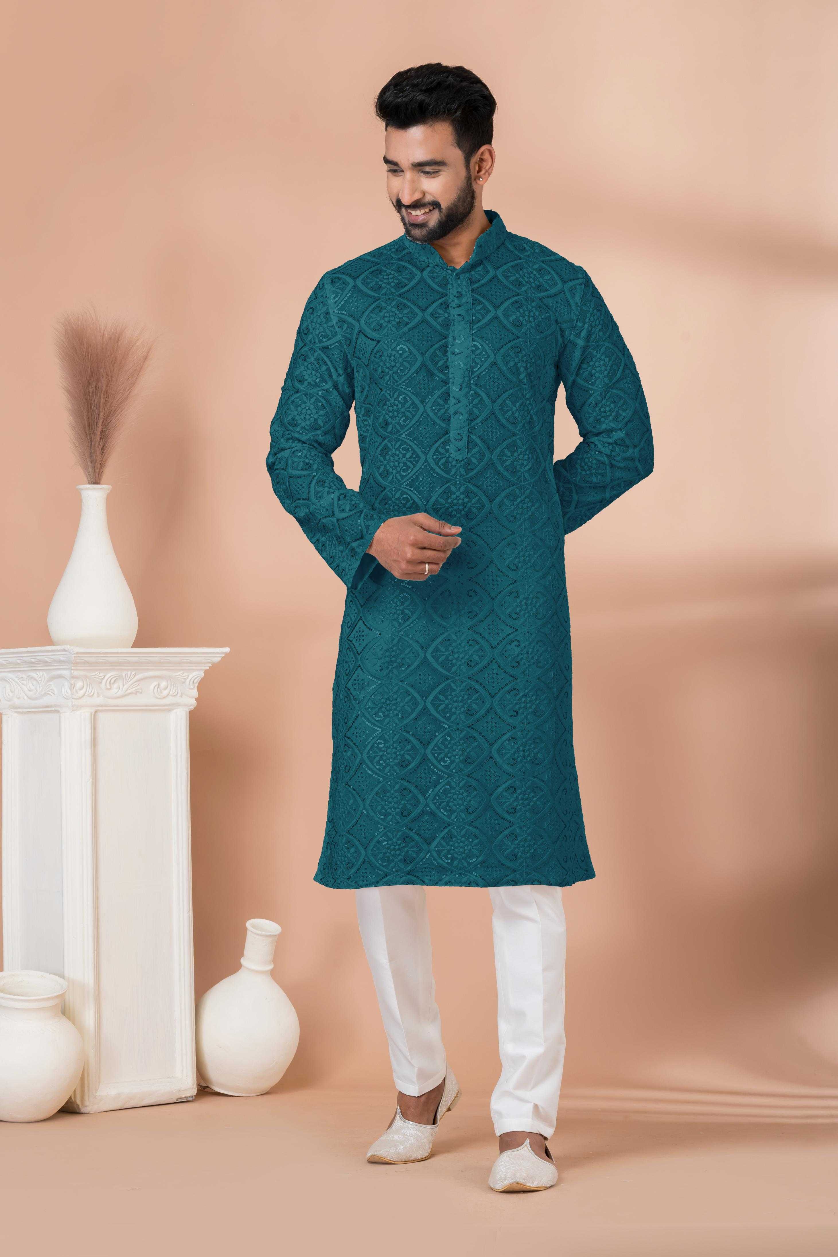 Ynf Georgette RIN223 3306T-B Mens Wear Wholesale Mens Kurtas Mens Kurta Pyjama Men Wedding kurta Manufacturer