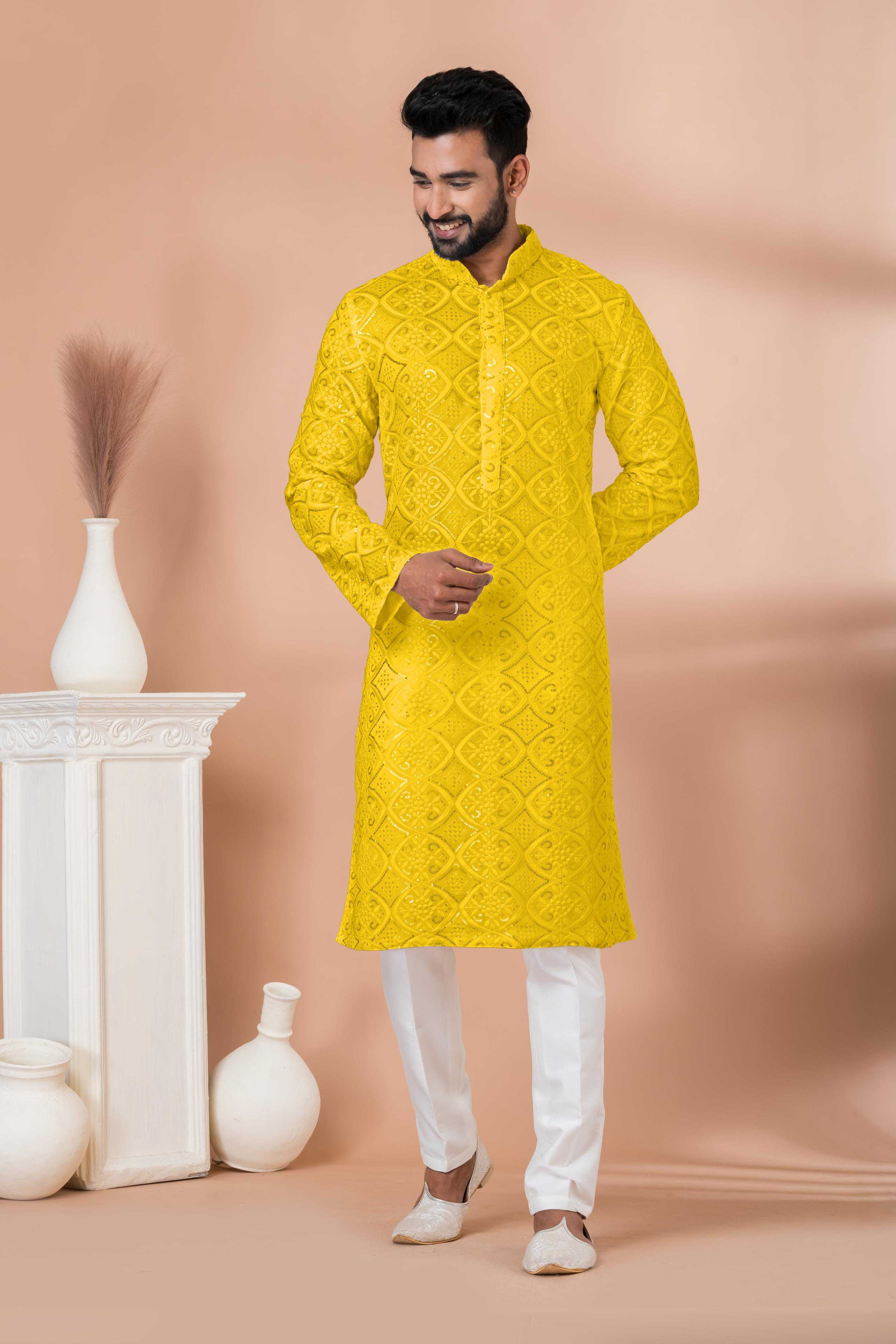 Ynf Georgette RIN223 3306Y-A Mens Wear Wholesale Mens Kurtas Mens Kurta Pyjama Men Wedding kurta Manufacturer