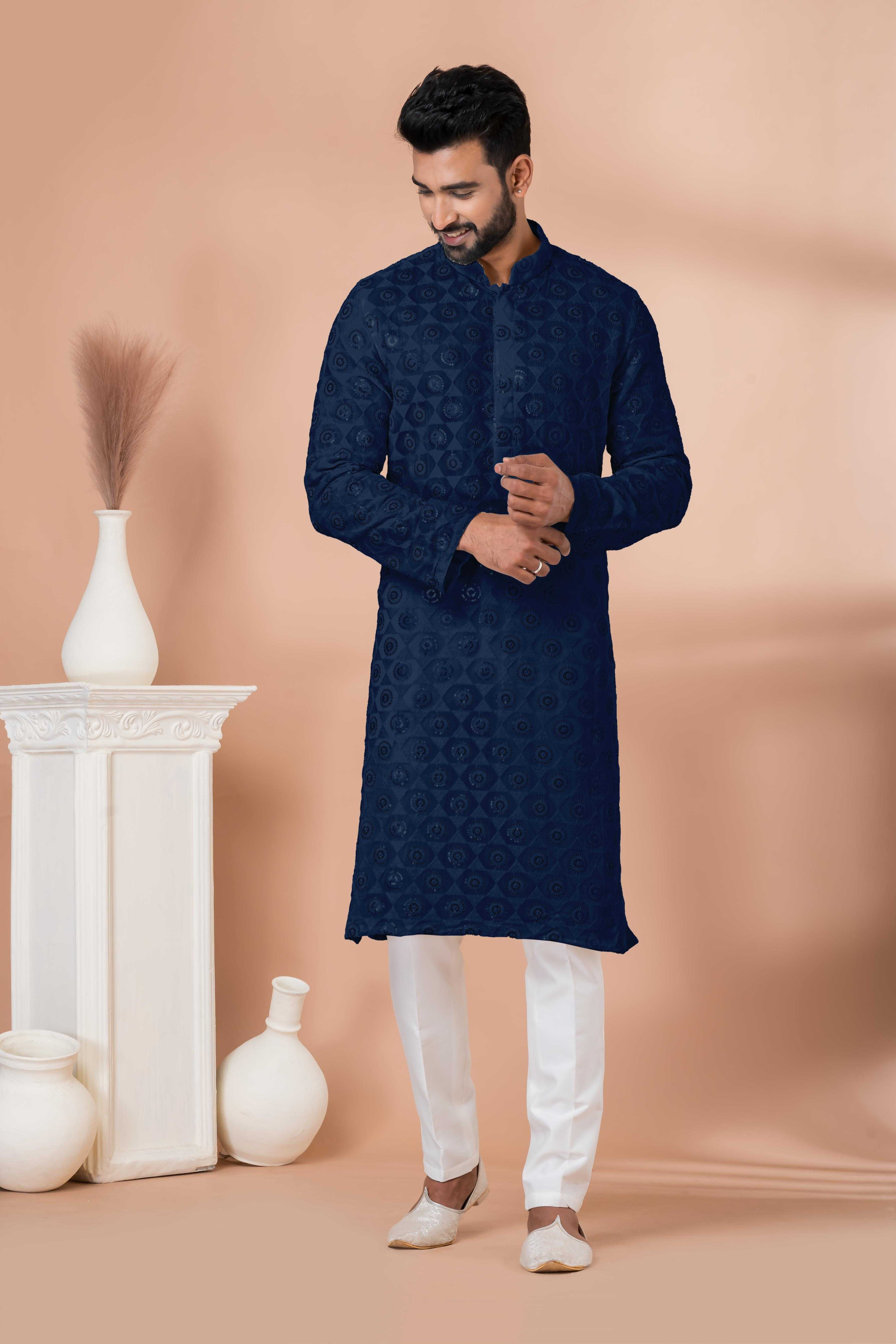 Ynf Georgette RIN223 3307 N Mens Wear Wholesale Mens Kurtas Mens Kurta Pyjama Men Wedding kurta Manufacturer